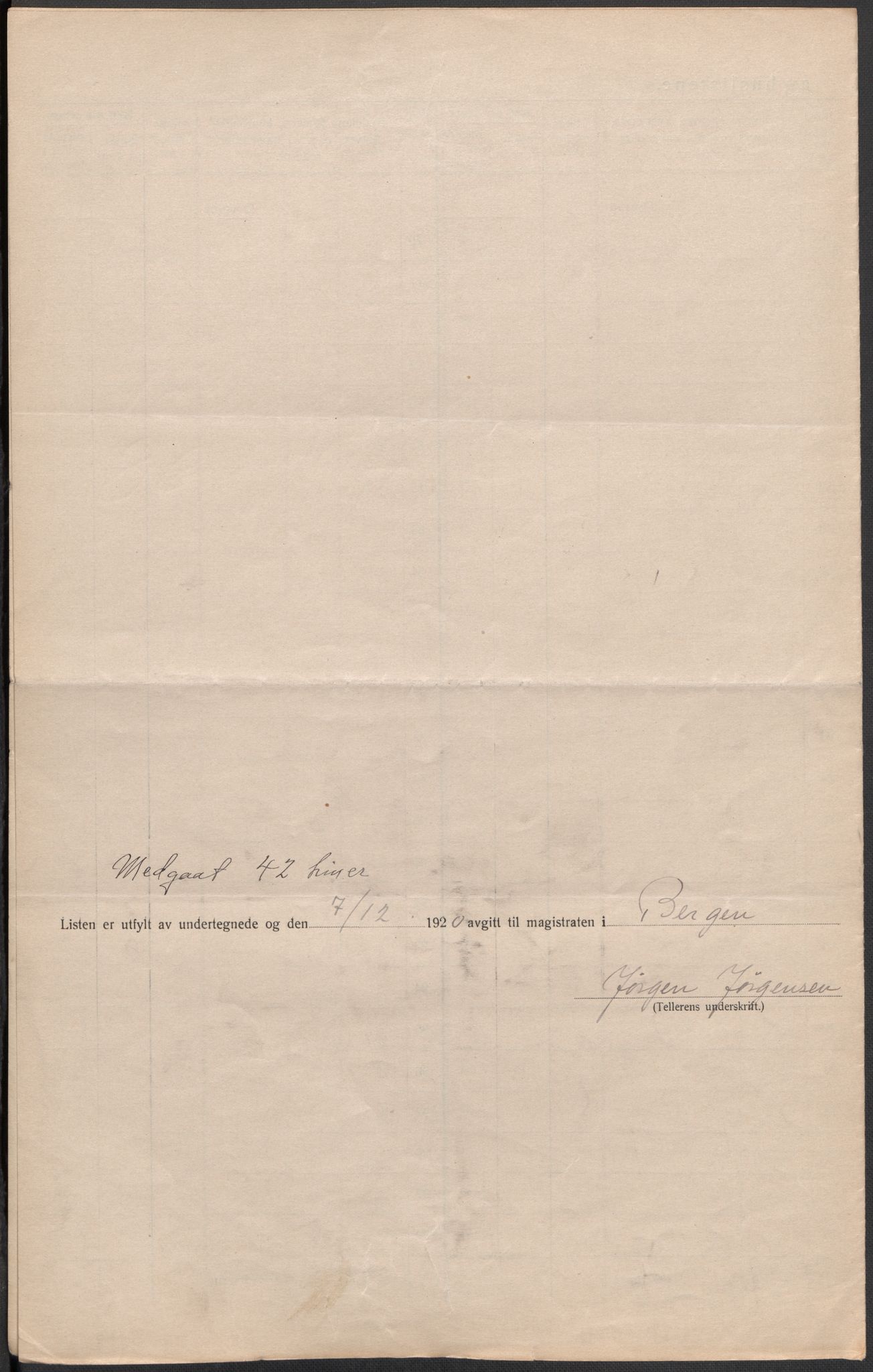 SAB, 1920 census for Bergen, 1920, p. 275