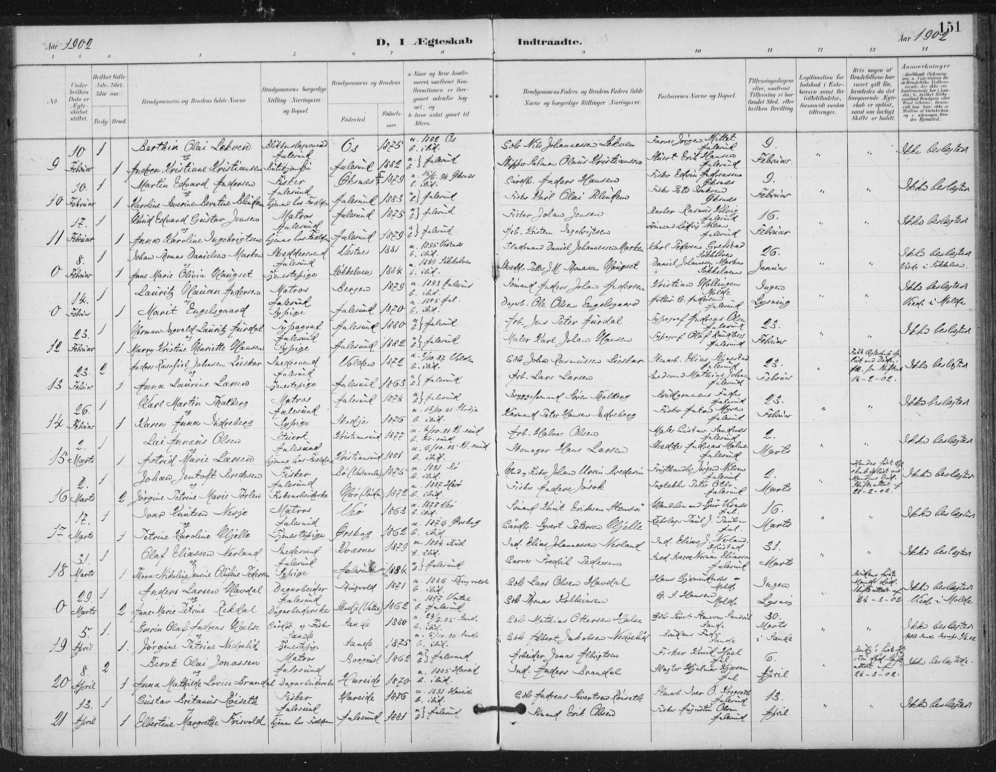 Ministerialprotokoller, klokkerbøker og fødselsregistre - Møre og Romsdal, SAT/A-1454/529/L0457: Parish register (official) no. 529A07, 1894-1903, p. 151