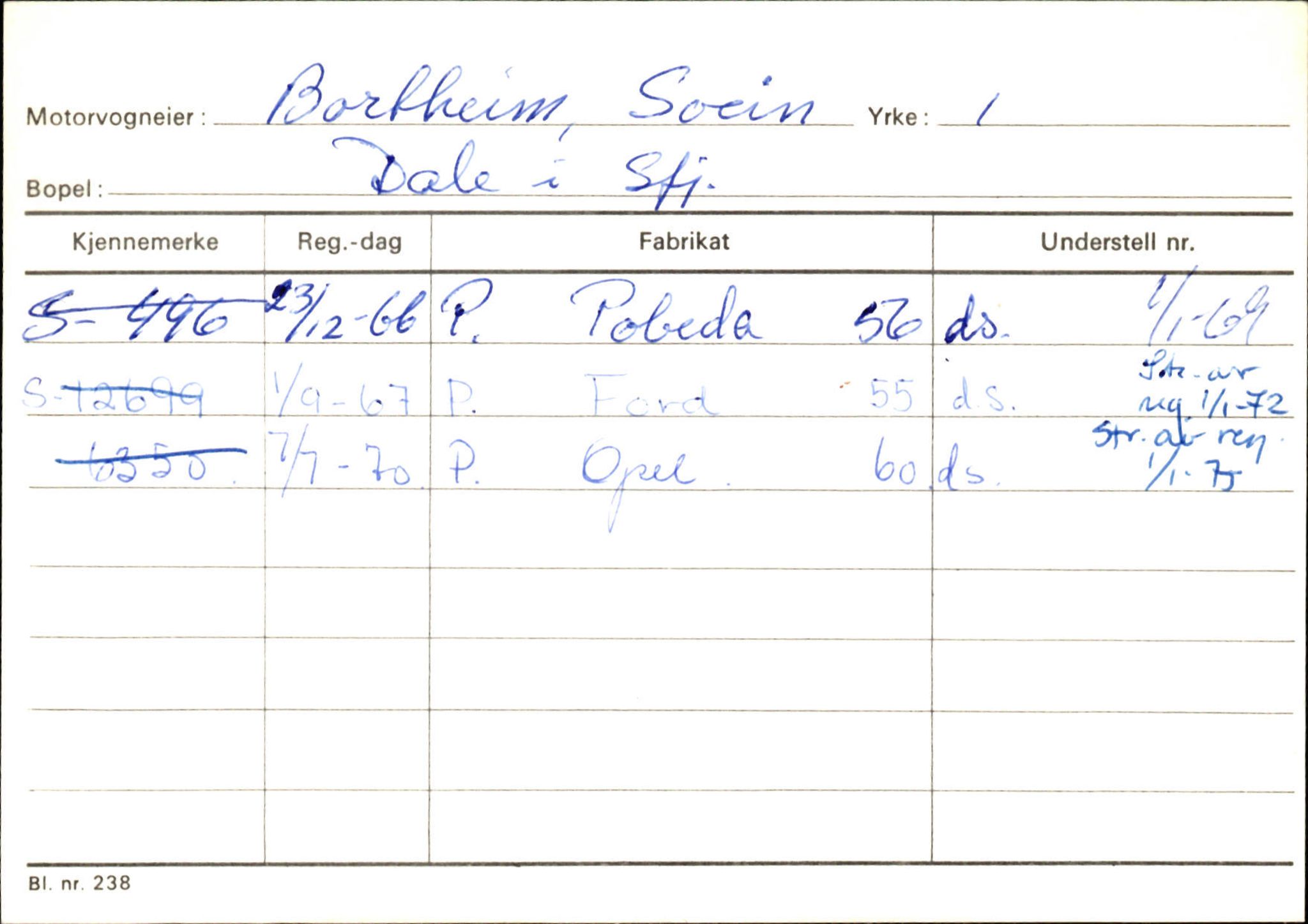 Statens vegvesen, Sogn og Fjordane vegkontor, AV/SAB-A-5301/4/F/L0125: Eigarregister Sogndal V-Å. Aurland A-Å. Fjaler A-N, 1945-1975, p. 1496