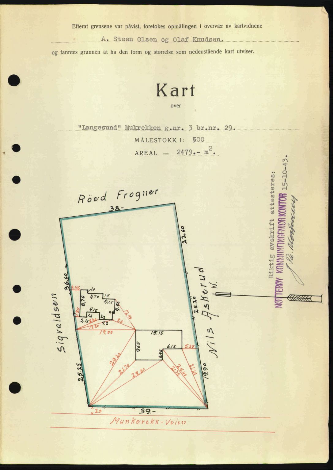 Tønsberg sorenskriveri, AV/SAKO-A-130/G/Ga/Gaa/L0014: Mortgage book no. A14, 1943-1944, Diary no: : 2600/1943