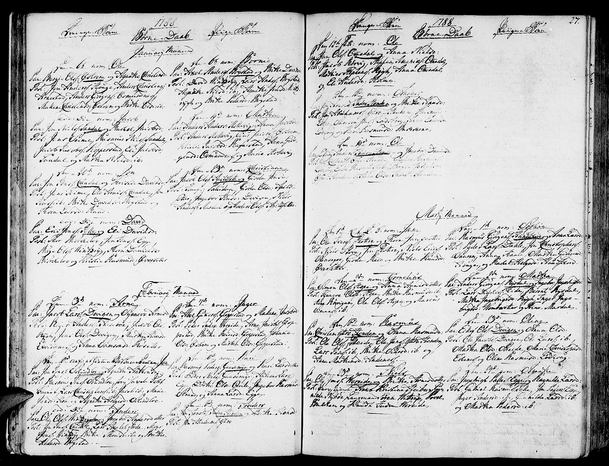 Gloppen sokneprestembete, AV/SAB-A-80101/H/Haa/Haaa/L0005: Parish register (official) no. A 5, 1785-1815, p. 27