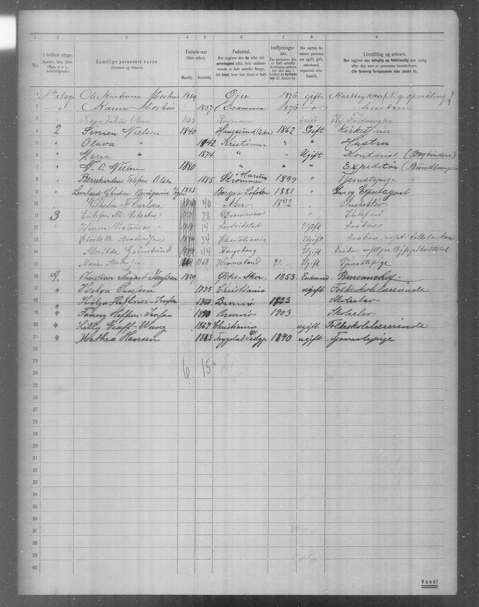 OBA, Municipal Census 1904 for Kristiania, 1904, p. 16317