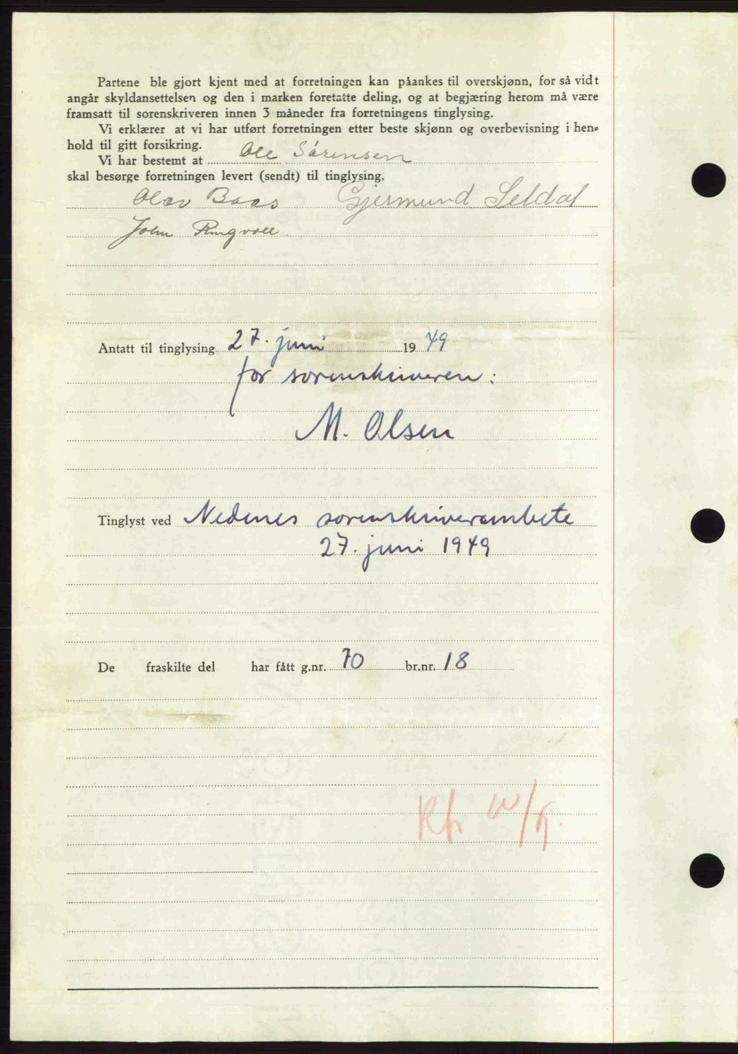 Nedenes sorenskriveri, AV/SAK-1221-0006/G/Gb/Gba/L0060: Mortgage book no. A12, 1948-1949, Diary no: : 981/1949