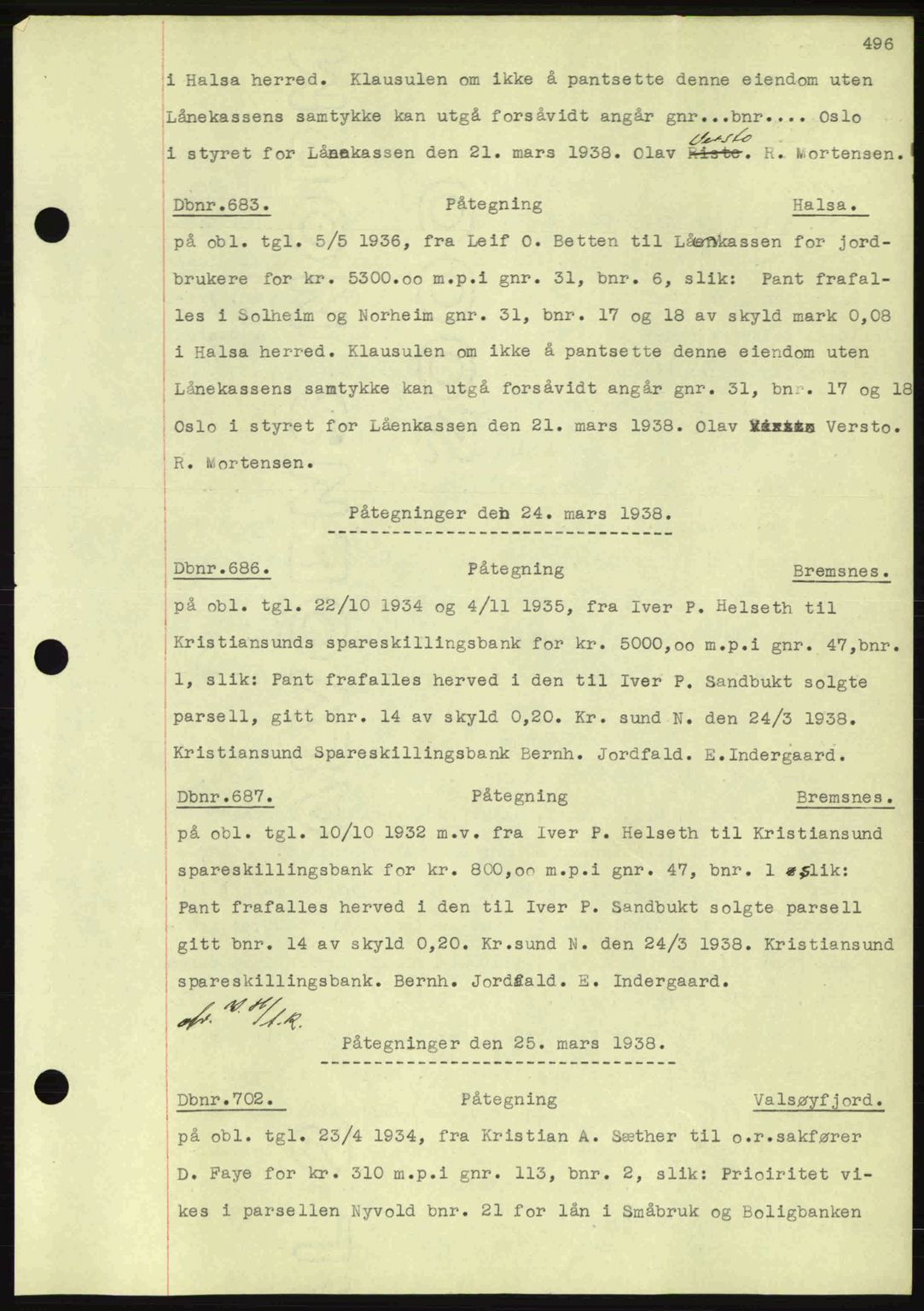 Nordmøre sorenskriveri, AV/SAT-A-4132/1/2/2Ca: Mortgage book no. C80, 1936-1939, Diary no: : 683/1938