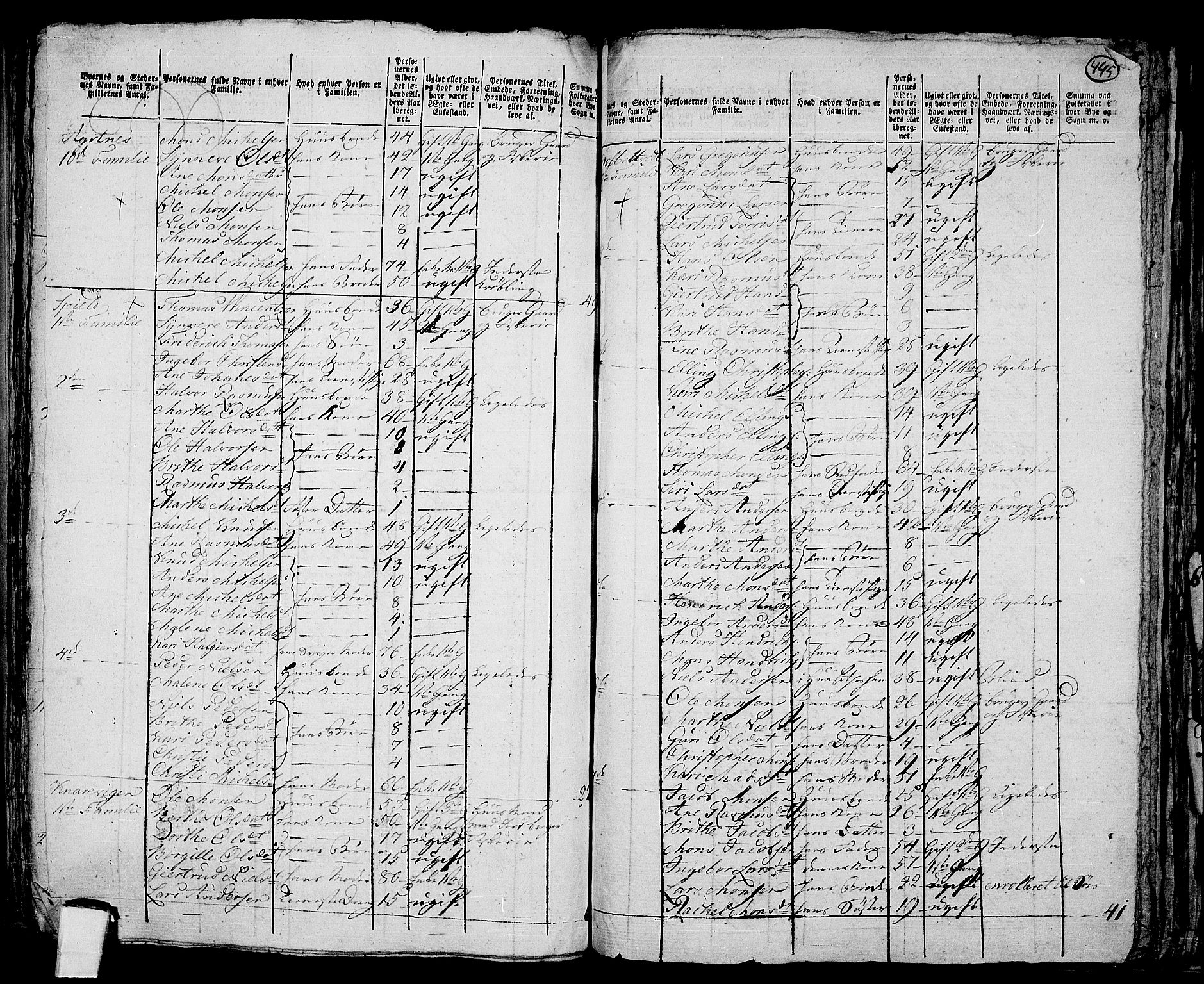 RA, 1801 census for 1245P Sund, 1801, p. 444b-445a