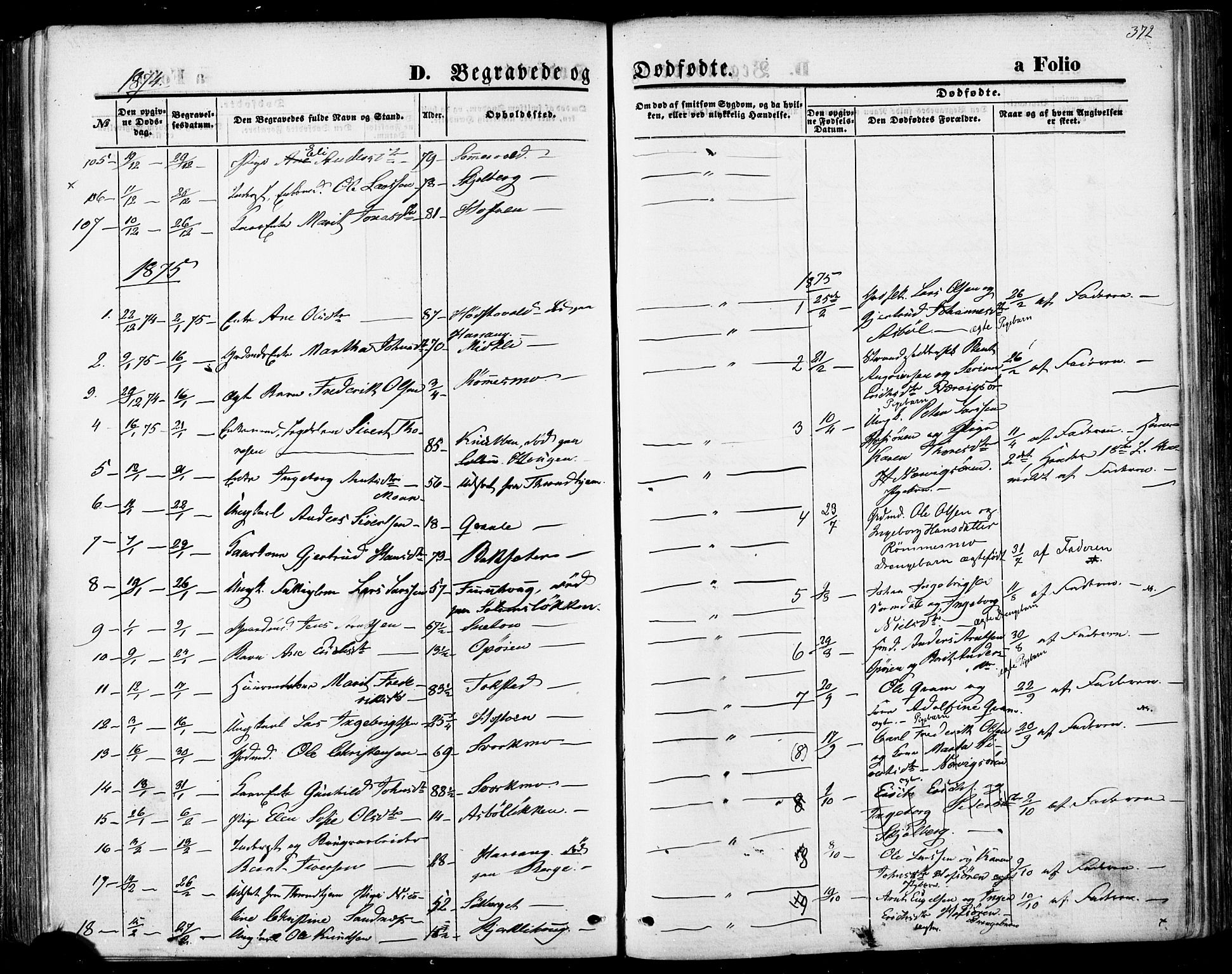 Ministerialprotokoller, klokkerbøker og fødselsregistre - Sør-Trøndelag, SAT/A-1456/668/L0807: Parish register (official) no. 668A07, 1870-1880, p. 372