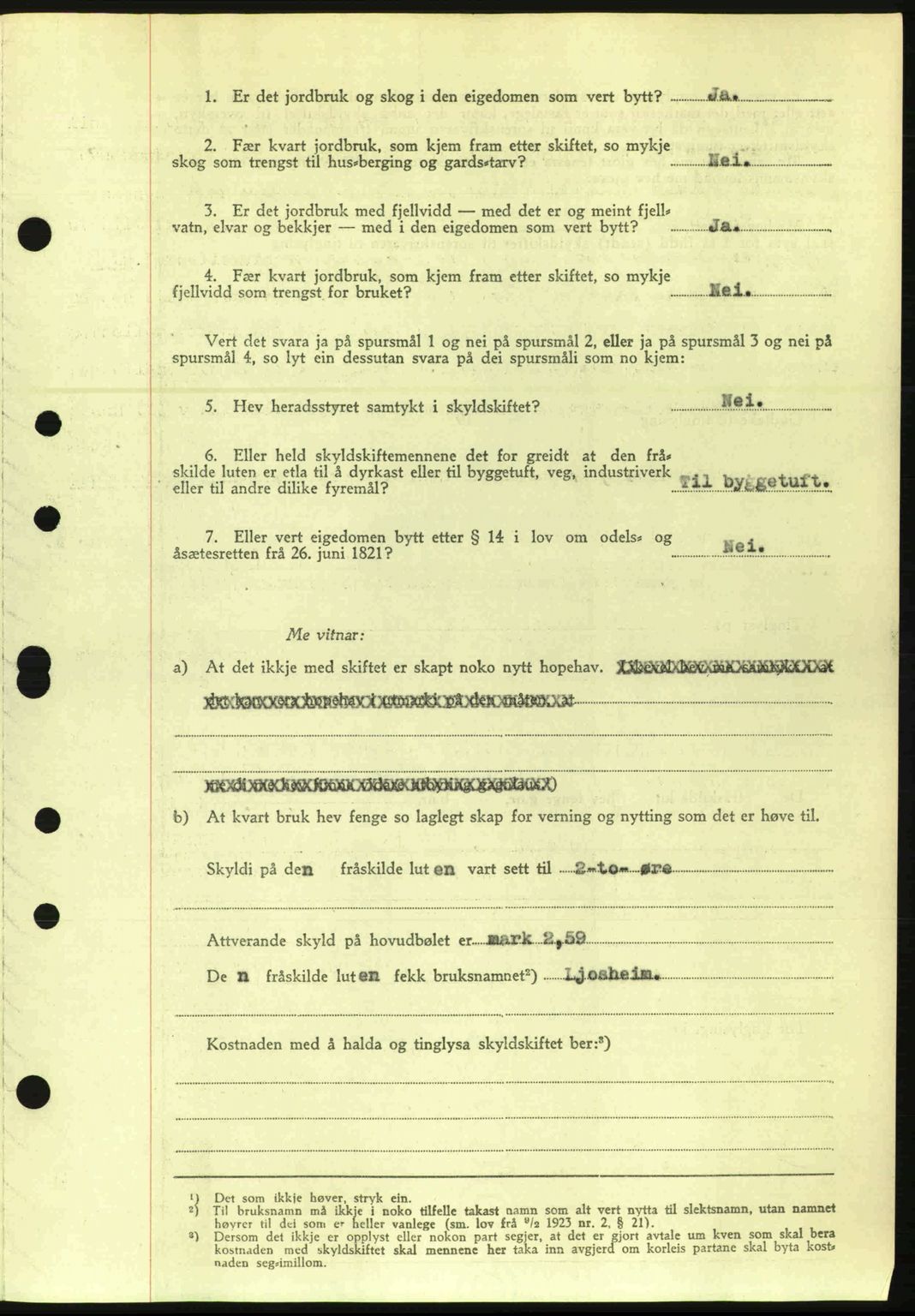 Nordre Sunnmøre sorenskriveri, AV/SAT-A-0006/1/2/2C/2Ca: Mortgage book no. A20a, 1945-1945, Diary no: : 983/1945