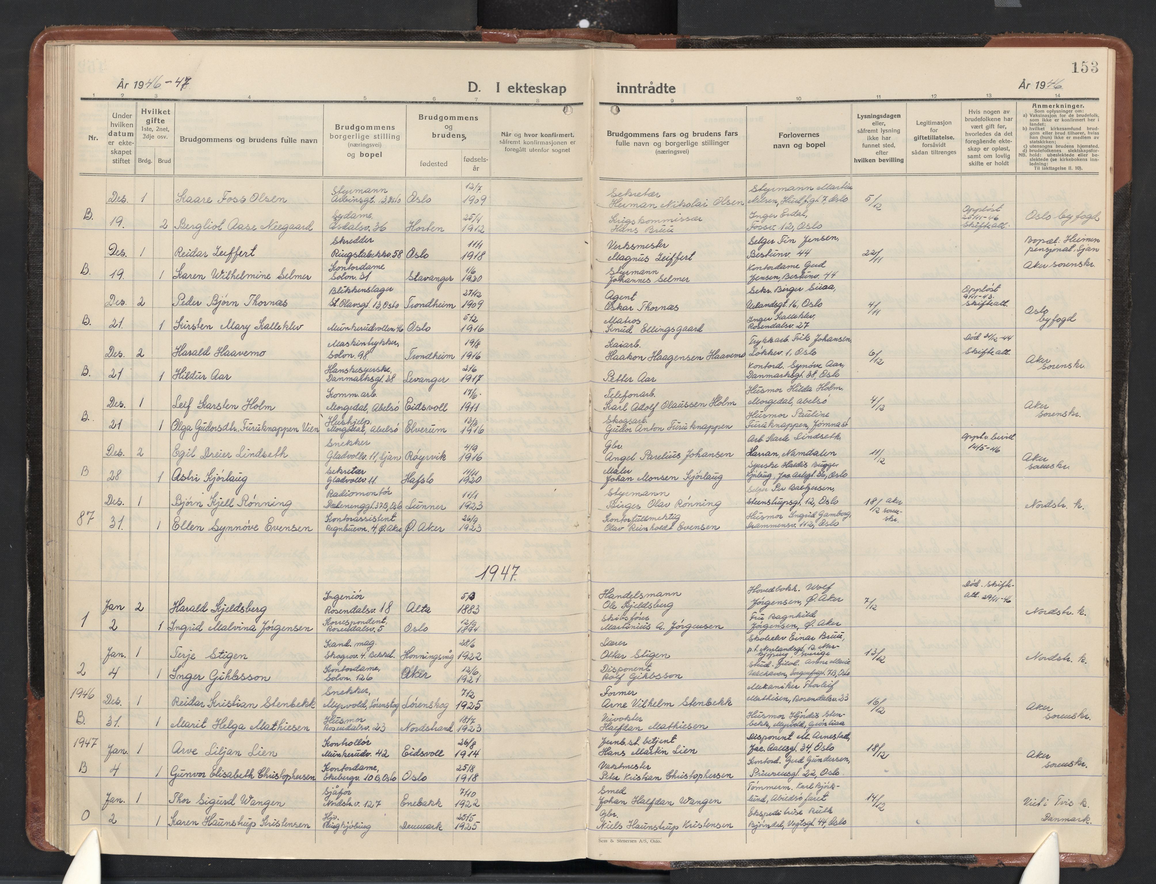 Nordstrand prestekontor Kirkebøker, AV/SAO-A-10362a/F/Fa/L0007: Parish register (official) no. 7, 1930-1947, p. 153