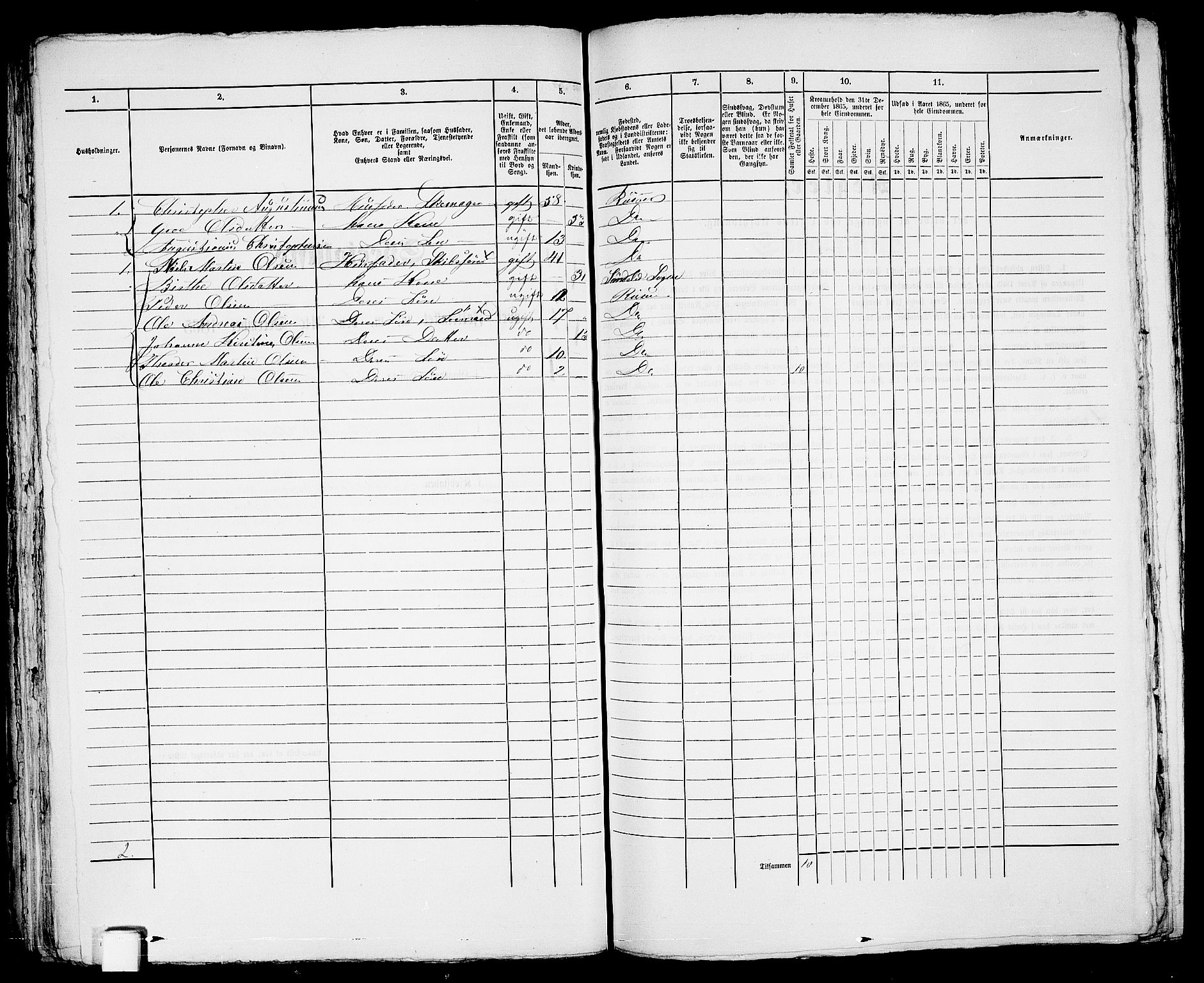 RA, 1865 census for Risør/Risør, 1865, p. 496