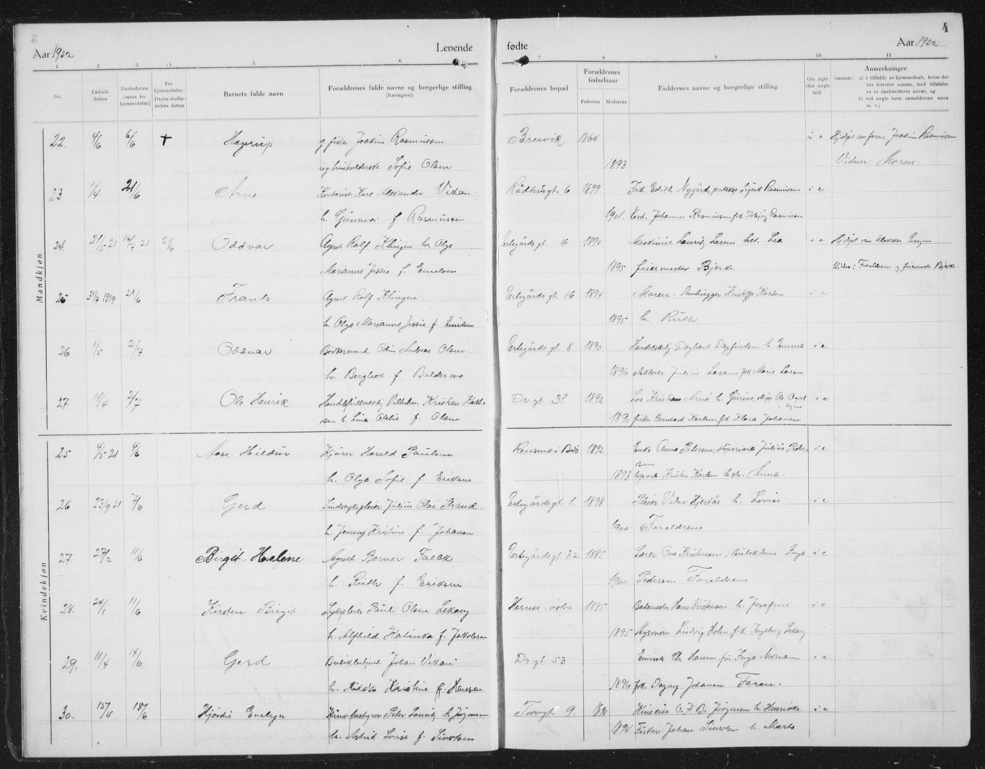 Ministerialprotokoller, klokkerbøker og fødselsregistre - Nordland, AV/SAT-A-1459/801/L0037: Parish register (copy) no. 801C12, 1921-1937, p. 4