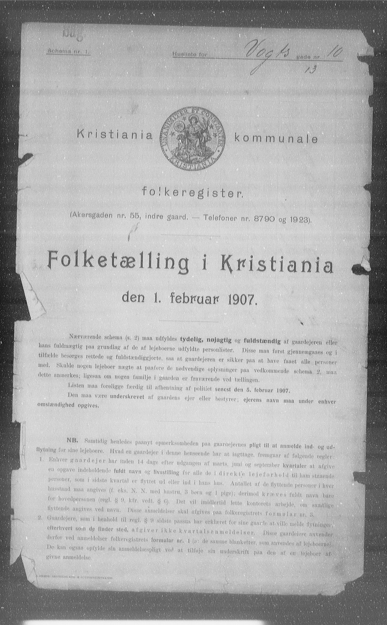 OBA, Municipal Census 1907 for Kristiania, 1907, p. 63194