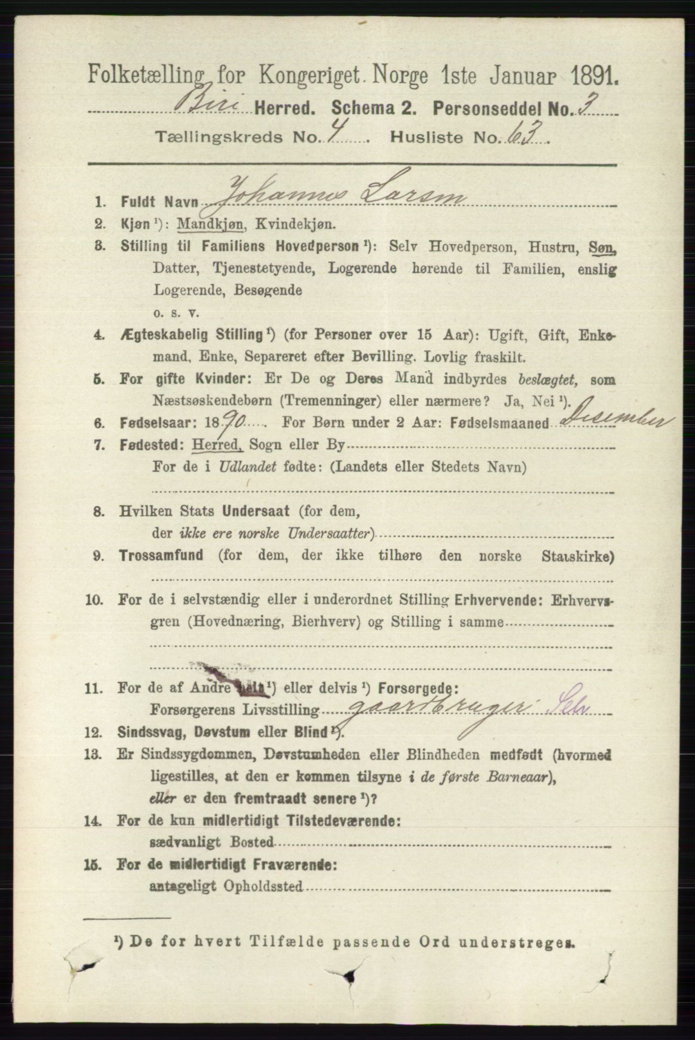 RA, 1891 census for 0525 Biri, 1891, p. 1724