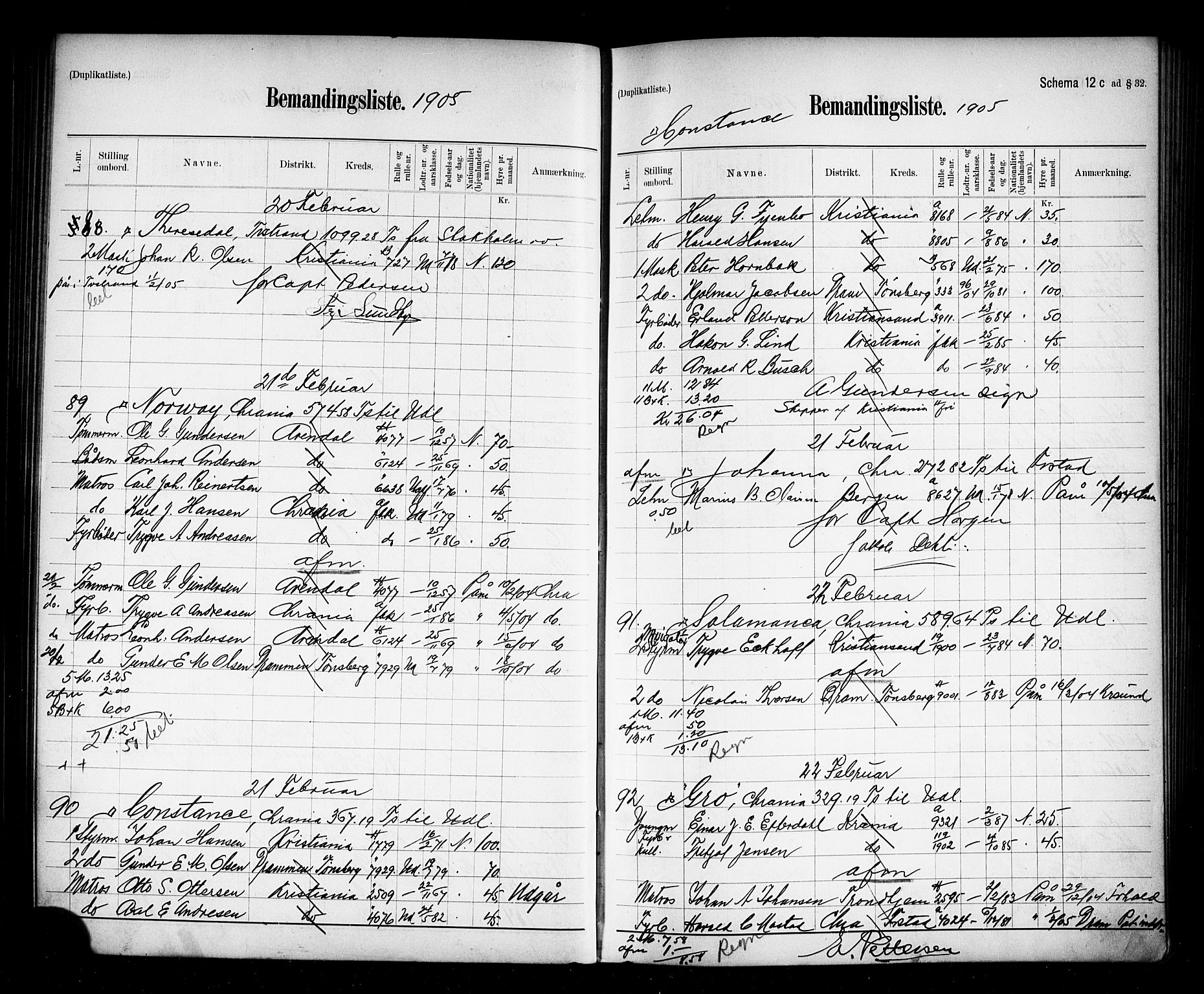 Oslo mønstringskontor, AV/SAO-A-10569g/G/Ga/L0009: Mønstringsjournal, 1904-1906, p. 99