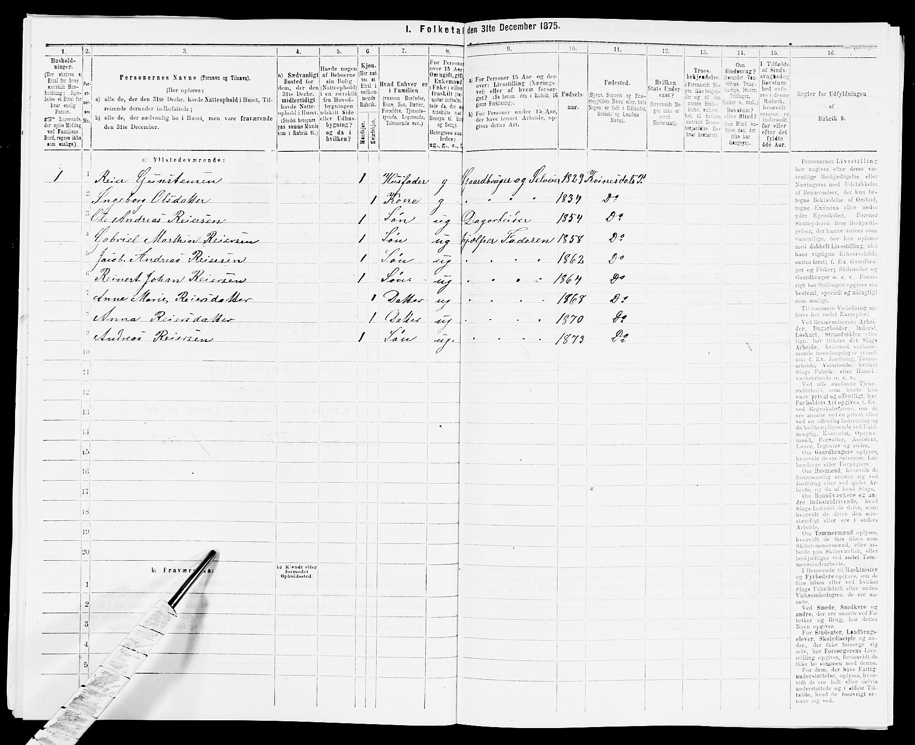 SAK, 1875 census for 1037P Kvinesdal, 1875, p. 342