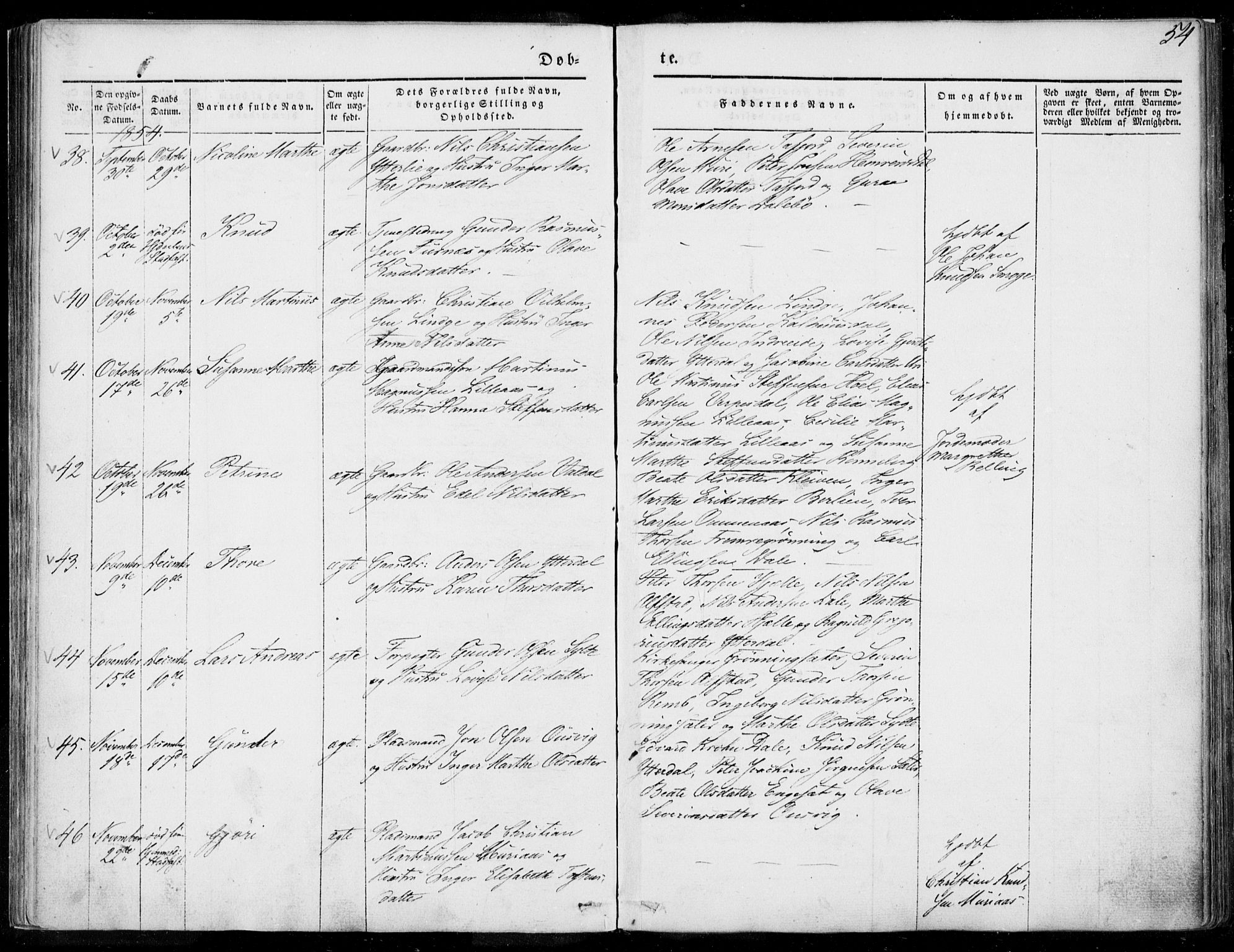 Ministerialprotokoller, klokkerbøker og fødselsregistre - Møre og Romsdal, SAT/A-1454/519/L0249: Parish register (official) no. 519A08, 1846-1868, p. 54