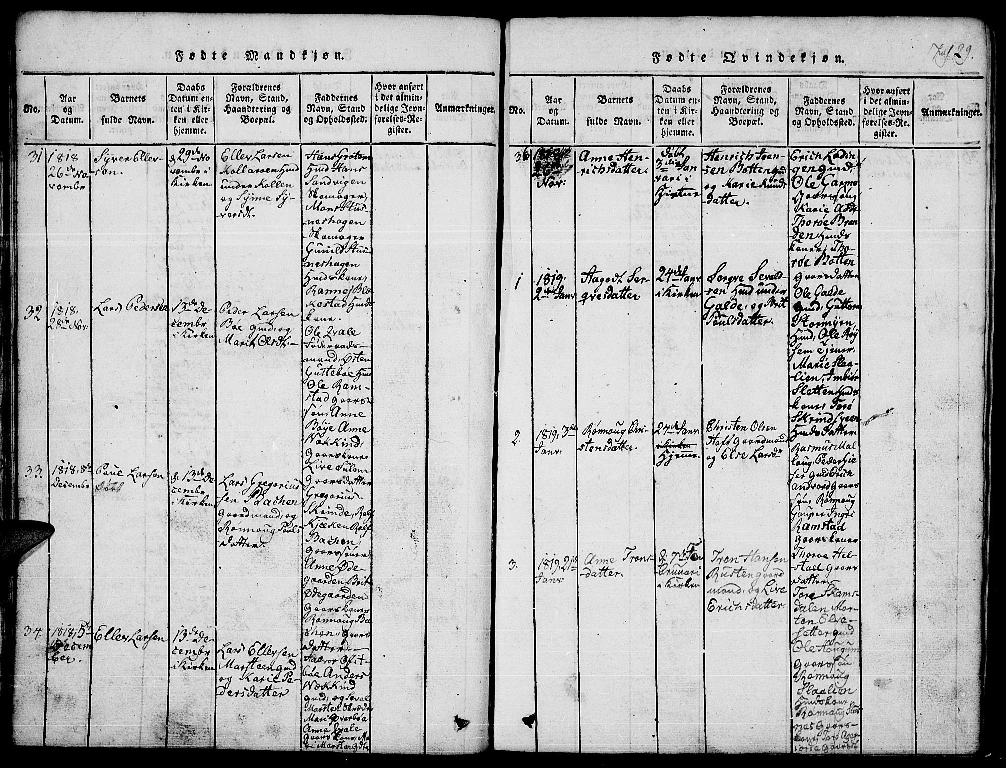 Lom prestekontor, AV/SAH-PREST-070/L/L0001: Parish register (copy) no. 1, 1815-1836, p. 29