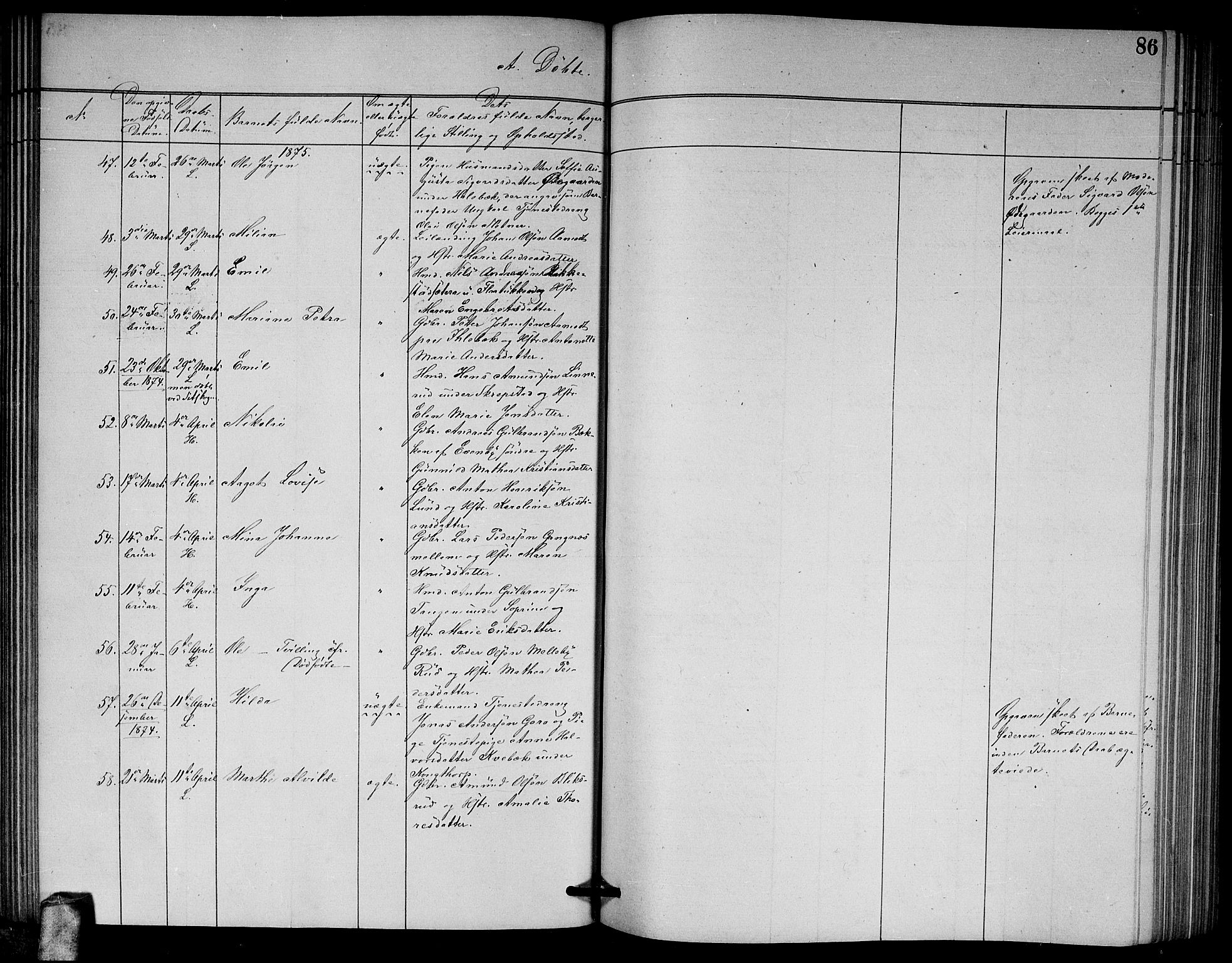 Høland prestekontor Kirkebøker, AV/SAO-A-10346a/G/Ga/L0006: Parish register (copy) no. I 6, 1869-1879, p. 86