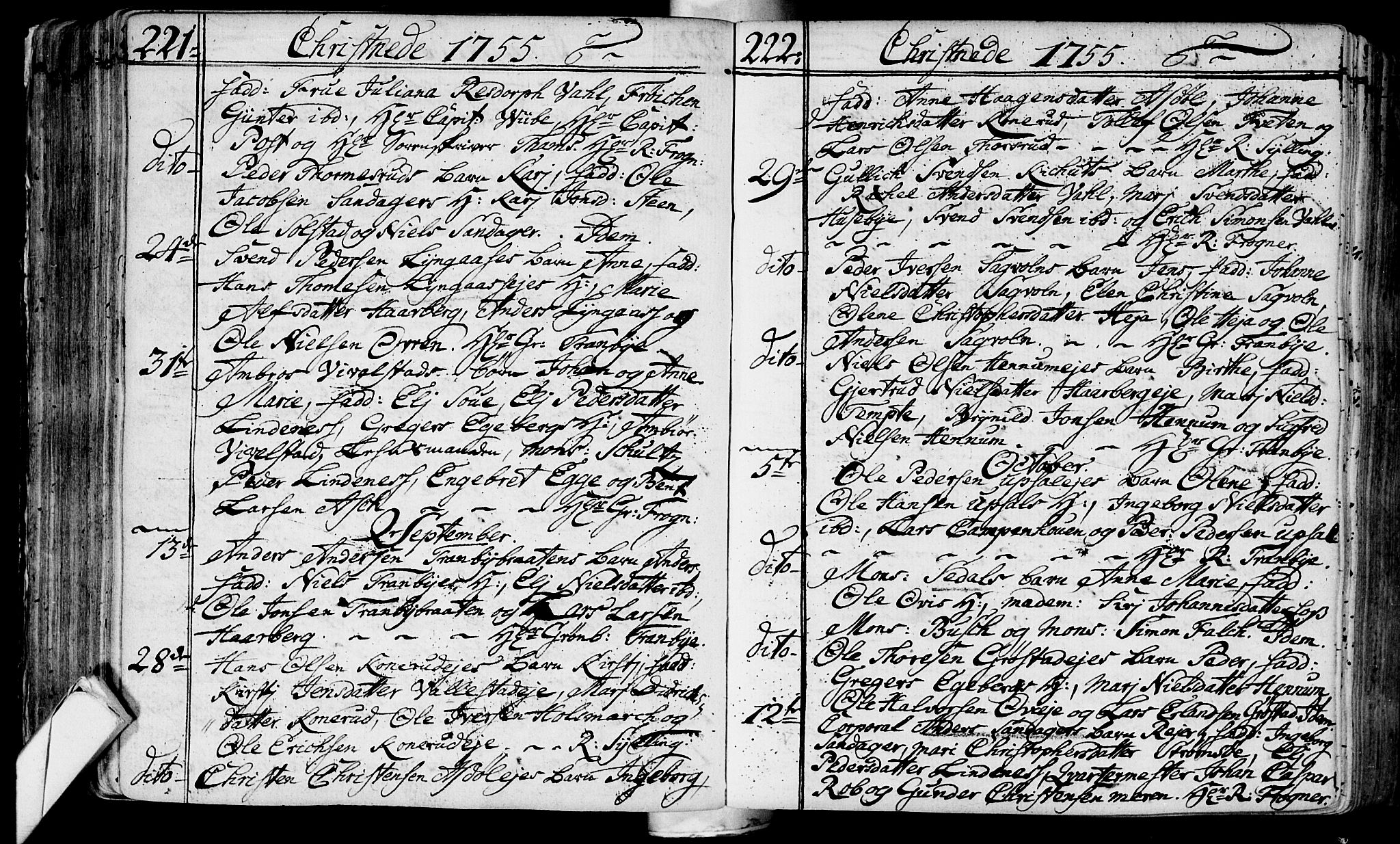 Lier kirkebøker, AV/SAKO-A-230/F/Fa/L0004: Parish register (official) no. I 4, 1749-1764, p. 221-222