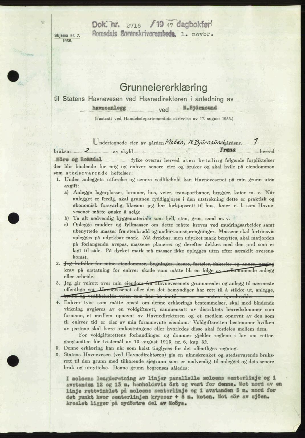 Romsdal sorenskriveri, SAT/A-4149/1/2/2C: Mortgage book no. A24, 1947-1947, Diary no: : 2716/1947