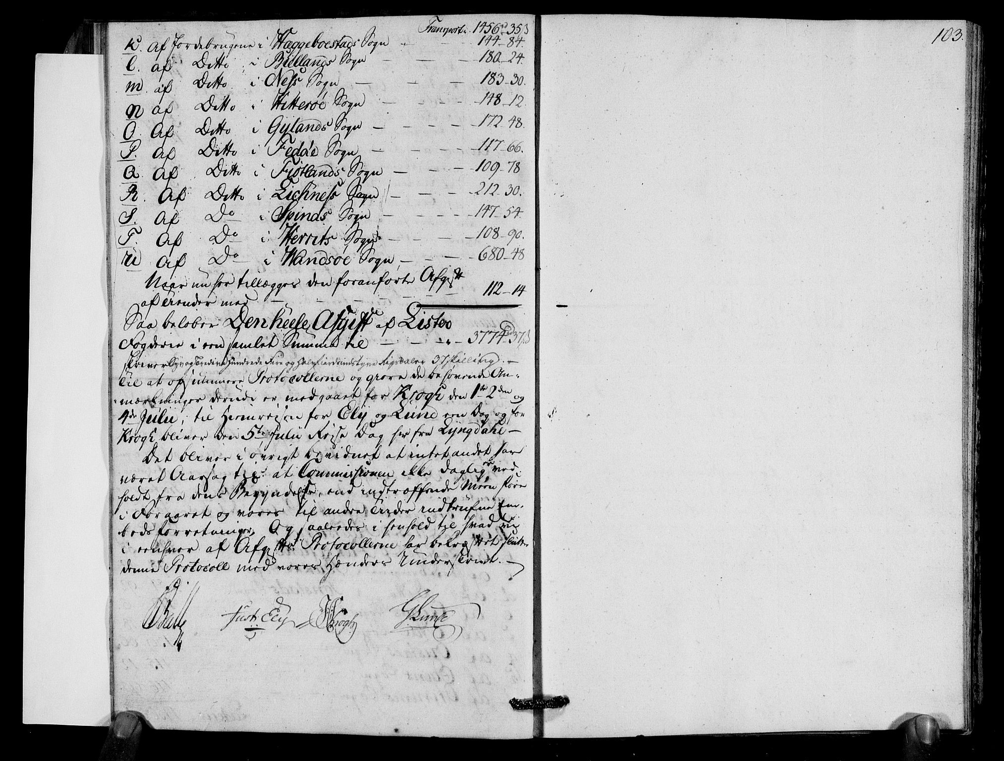 Rentekammeret inntil 1814, Realistisk ordnet avdeling, RA/EA-4070/N/Ne/Nea/L0091: Lista fogderi. Deliberasjonsprotokoll, 1803, p. 106