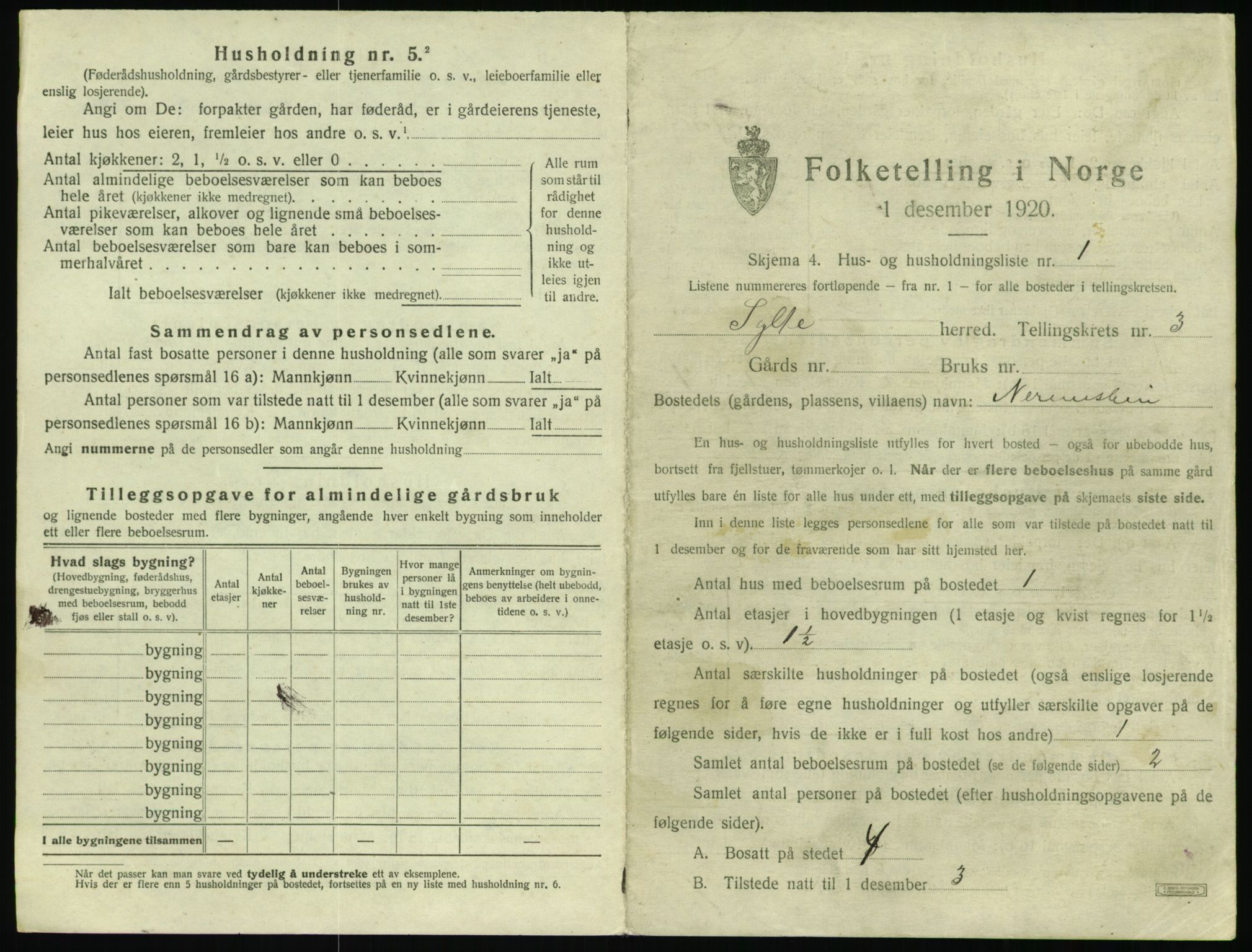 SAT, 1920 census for Sylte, 1920, p. 275