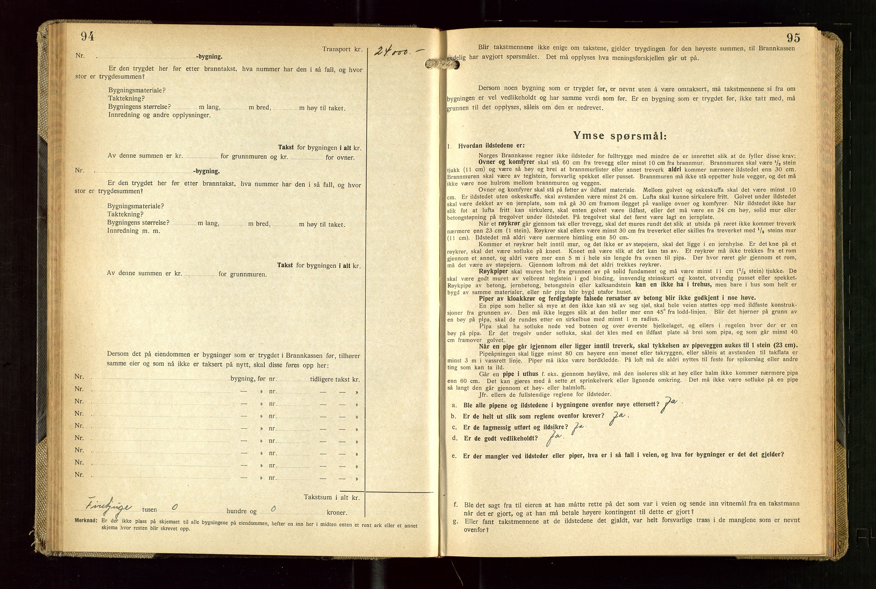 Skudenes lensmannskontor, AV/SAST-A-100444/Gob/L0003: "Brandtakstprotokoll", 1942-1954, p. 94-95