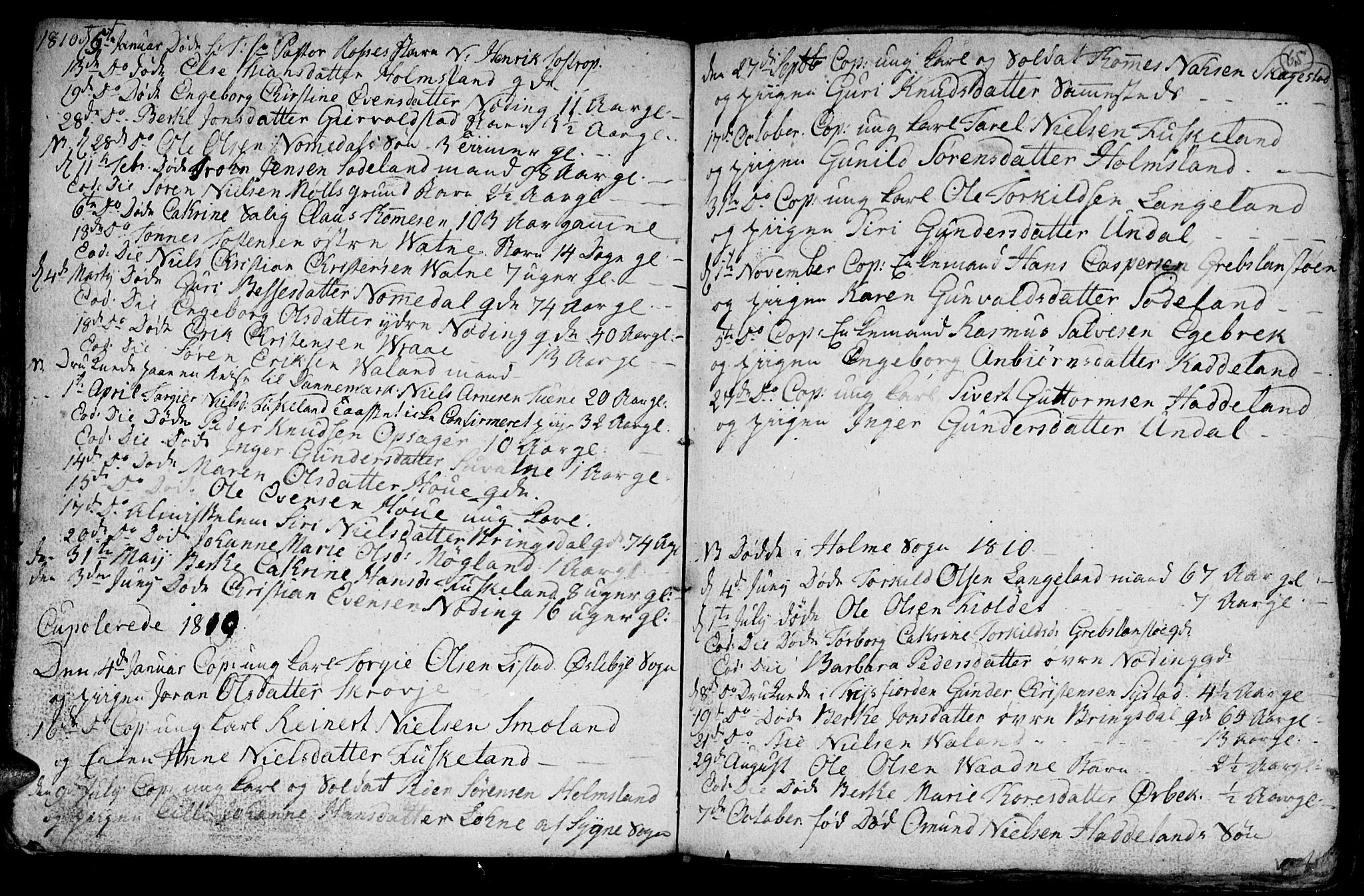 Holum sokneprestkontor, AV/SAK-1111-0022/F/Fb/Fba/L0001: Parish register (copy) no. B 1 /1, 1770-1820, p. 65