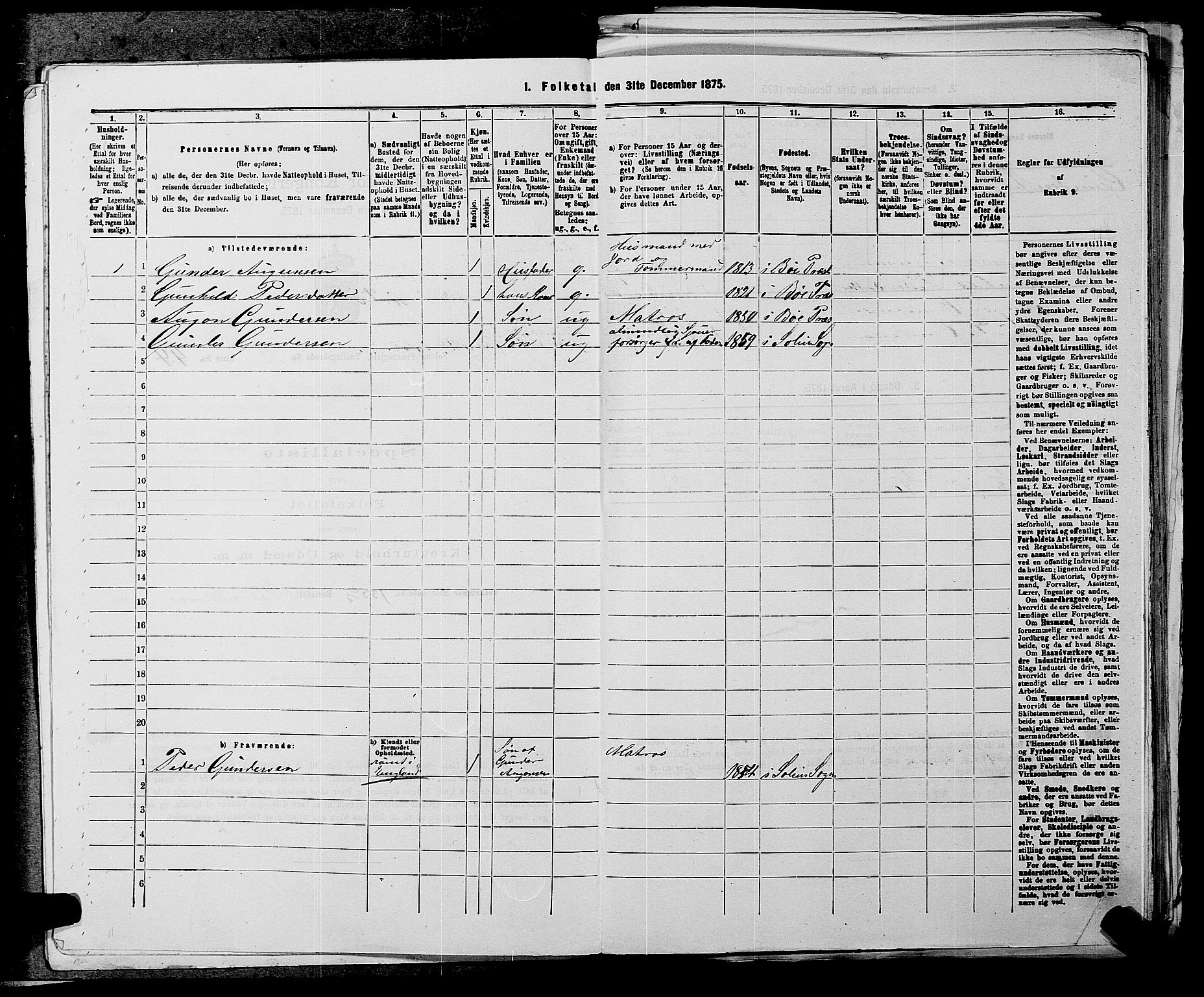 SAKO, 1875 census for 0818P Solum, 1875, p. 1791