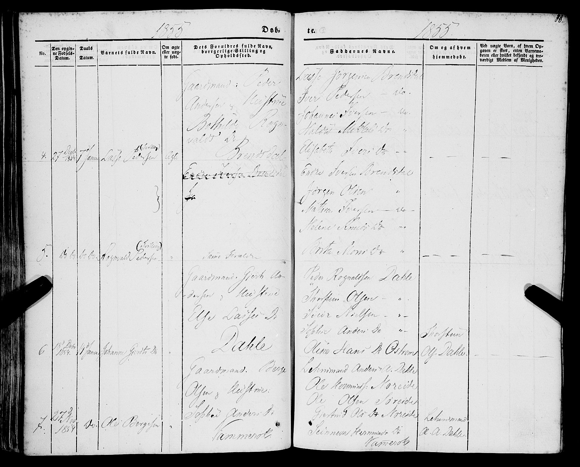 Lavik sokneprestembete, SAB/A-80901: Parish register (official) no. A 3, 1843-1863, p. 88
