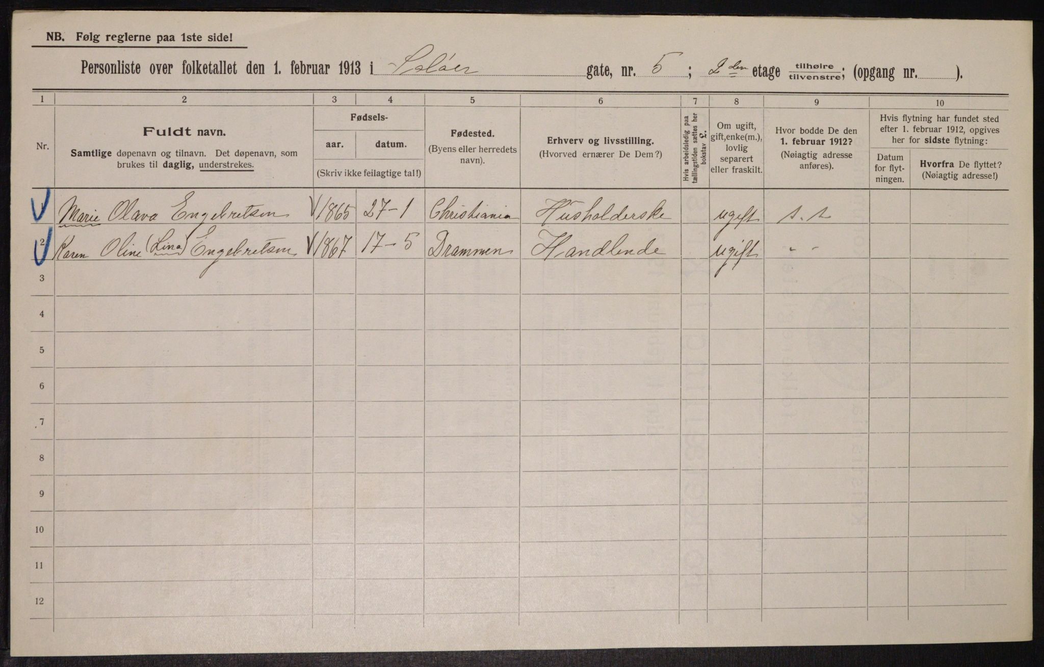 OBA, Municipal Census 1913 for Kristiania, 1913, p. 99743