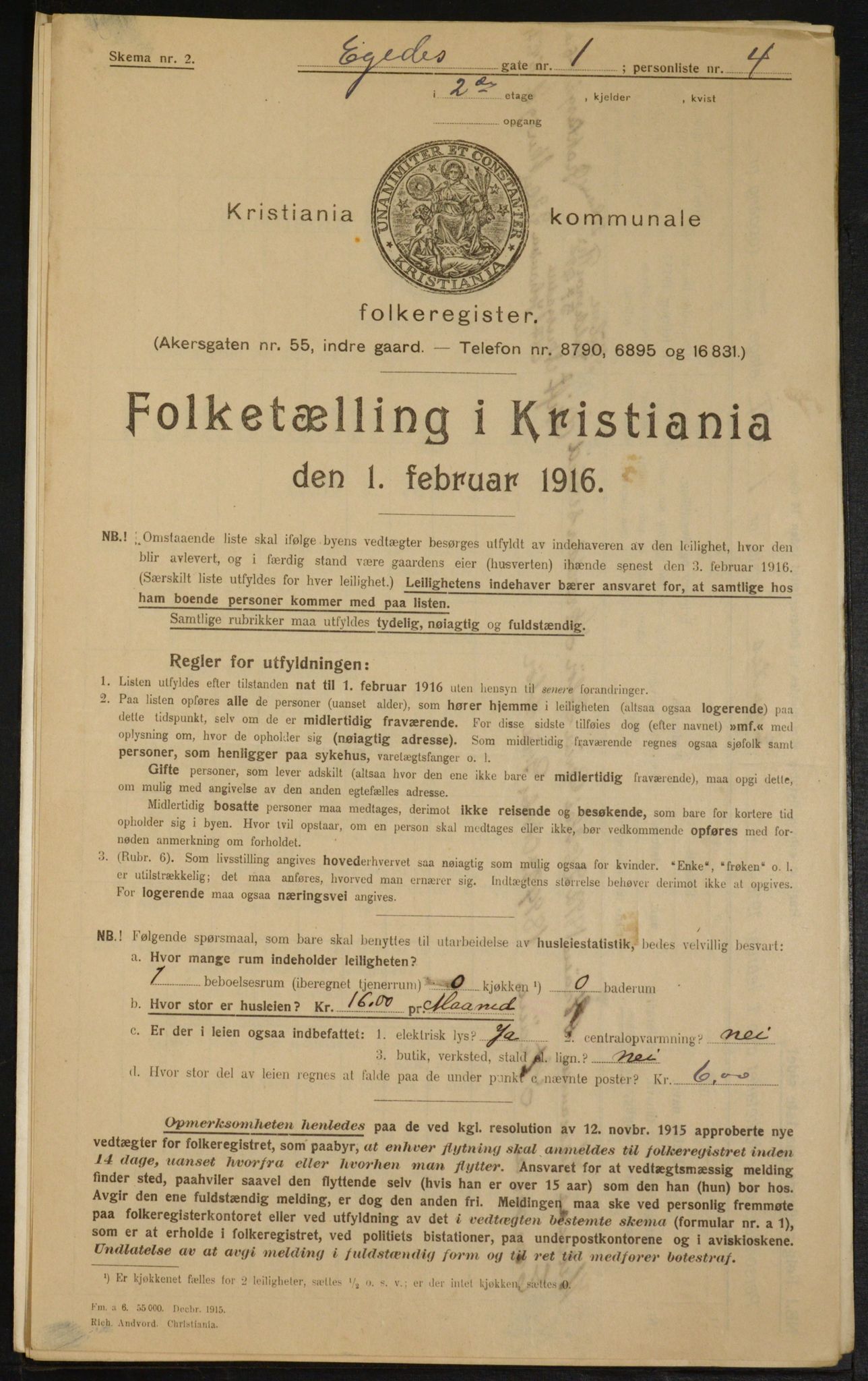 OBA, Municipal Census 1916 for Kristiania, 1916, p. 18949