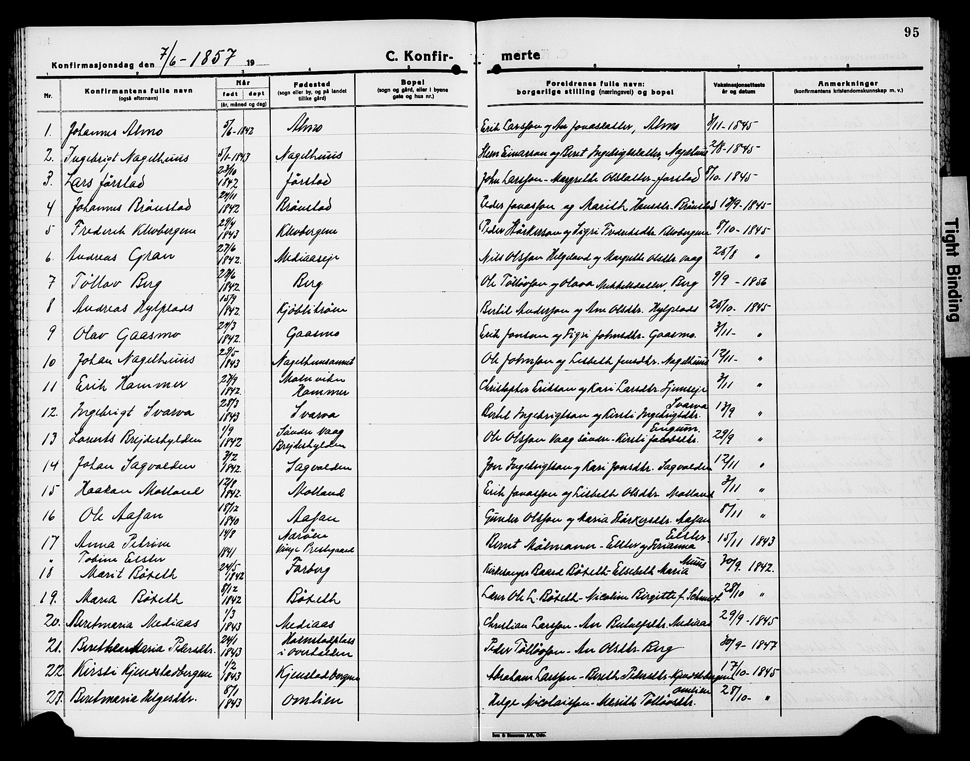 Ministerialprotokoller, klokkerbøker og fødselsregistre - Nord-Trøndelag, SAT/A-1458/749/L0485: Parish register (official) no. 749D01, 1857-1872, p. 95