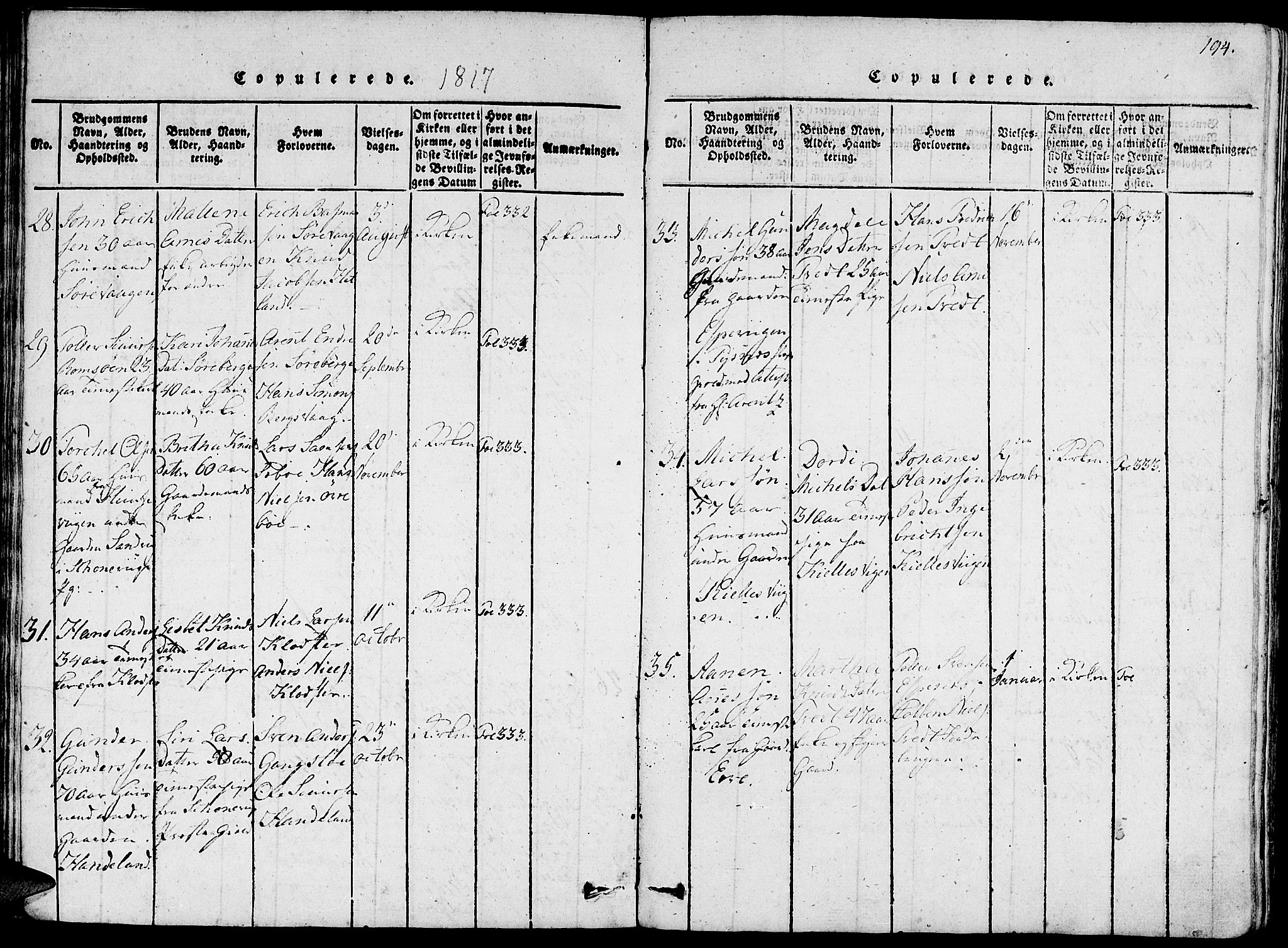 Fjelberg sokneprestembete, AV/SAB-A-75201/H/Haa: Parish register (official) no. A 4, 1816-1822, p. 194