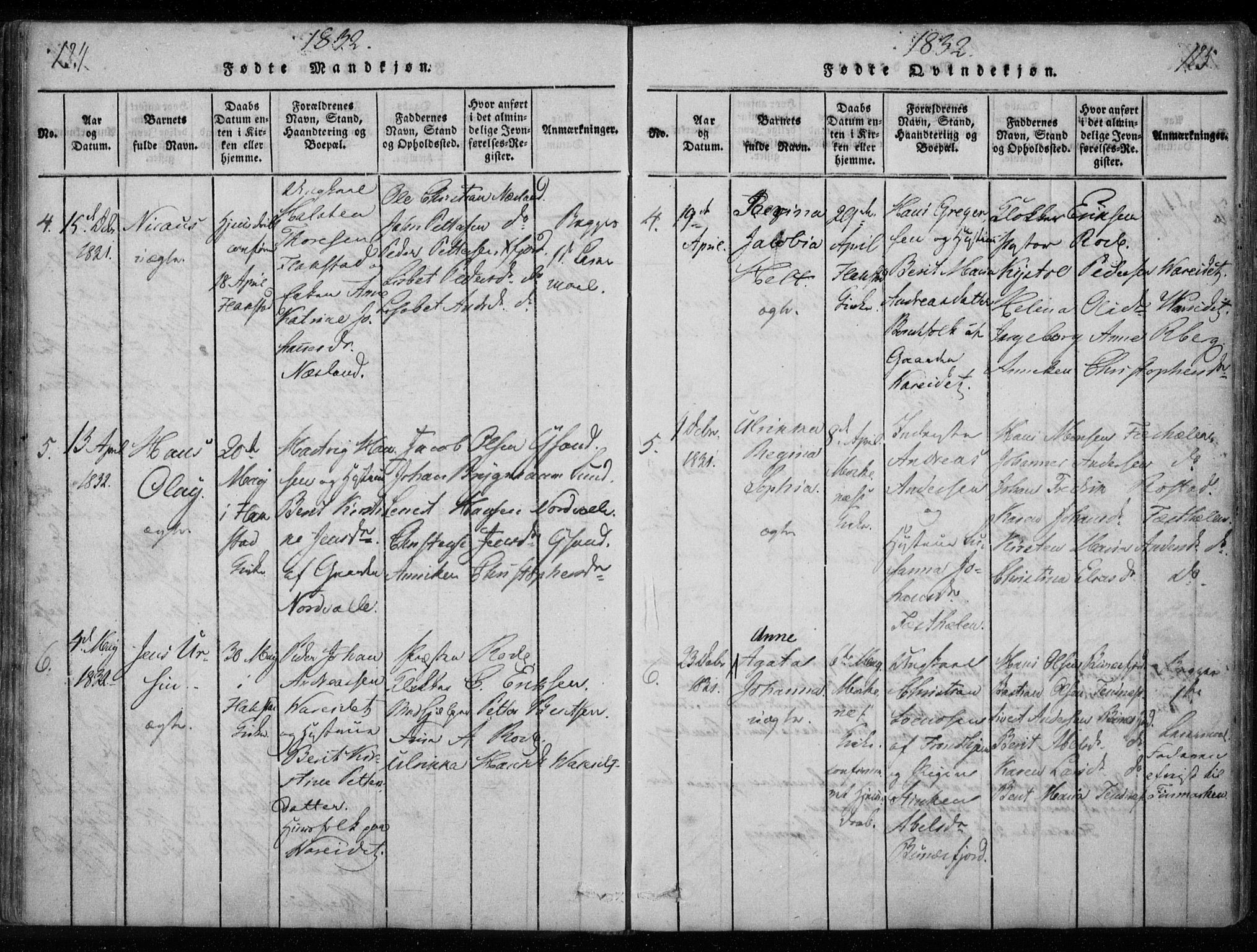 Ministerialprotokoller, klokkerbøker og fødselsregistre - Nordland, AV/SAT-A-1459/885/L1201: Parish register (official) no. 885A02, 1820-1837, p. 124-125