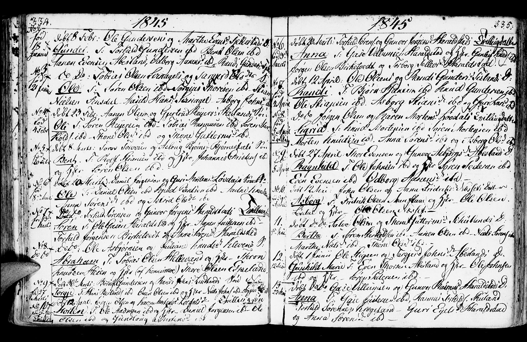 Holum sokneprestkontor, AV/SAK-1111-0022/F/Fa/Fab/L0004: Parish register (official) no. A 4, 1774-1847, p. 334-335