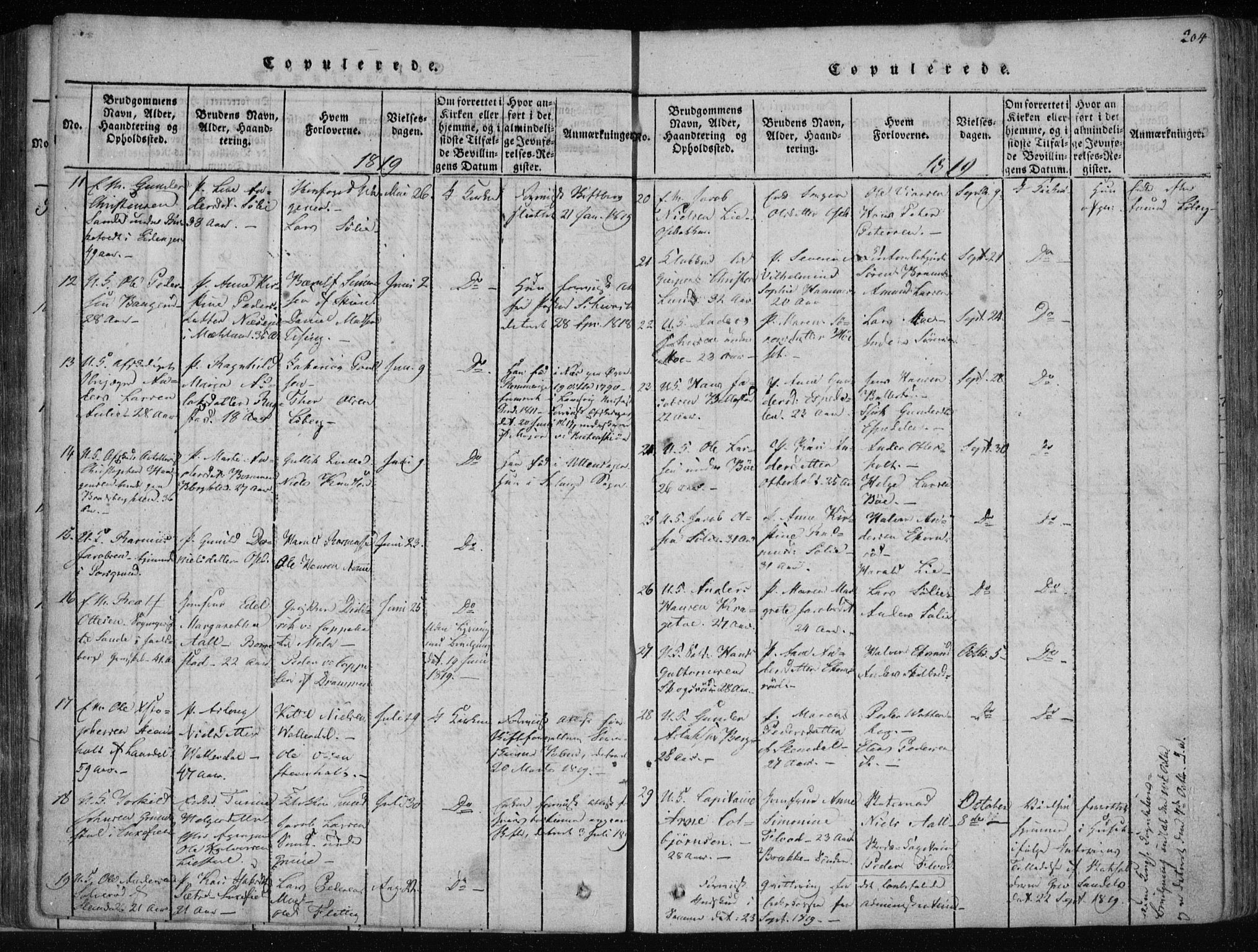 Gjerpen kirkebøker, SAKO/A-265/F/Fa/L0004: Parish register (official) no. I 4, 1814-1823, p. 204
