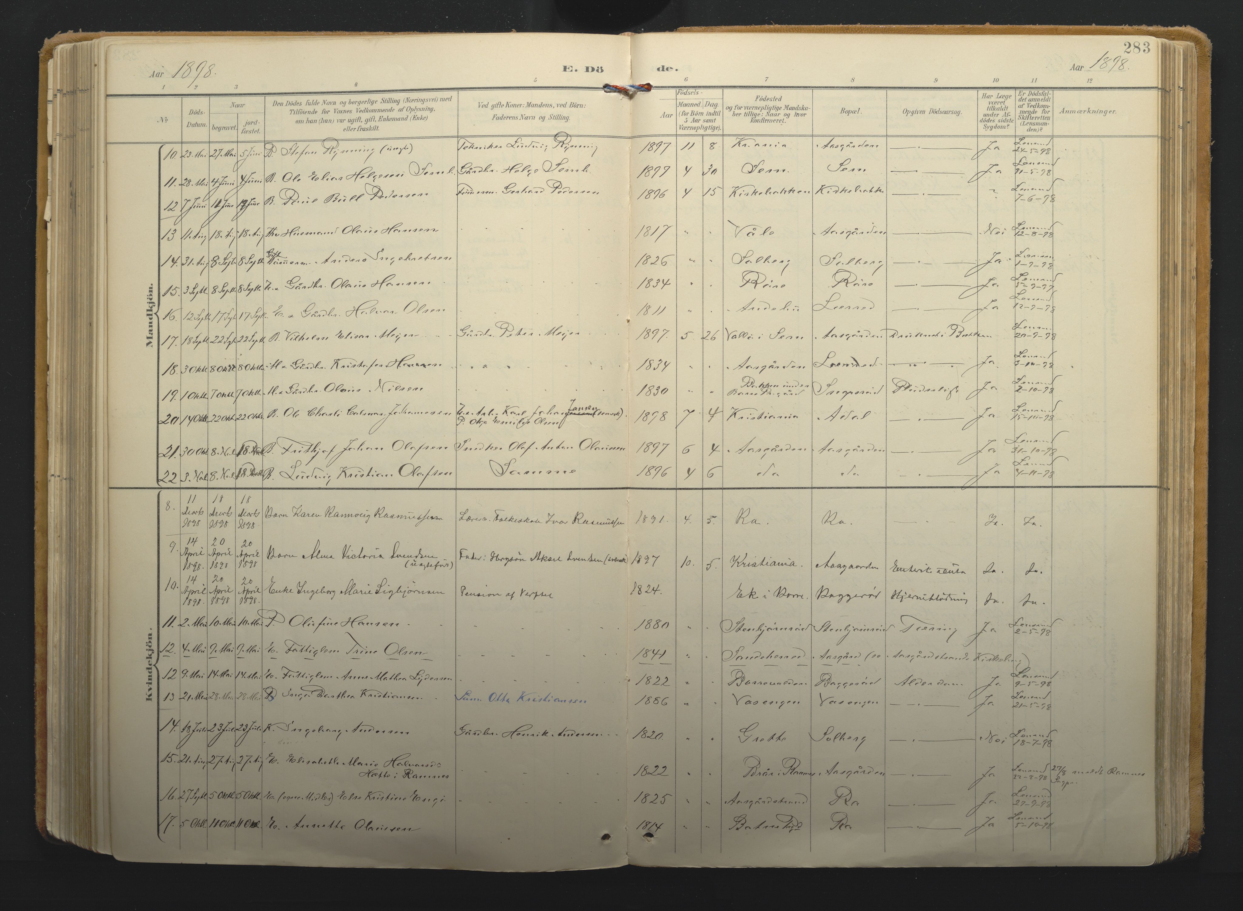 Borre kirkebøker, AV/SAKO-A-338/F/Fa/L0011: Parish register (official) no. I 11, 1897-1921, p. 283