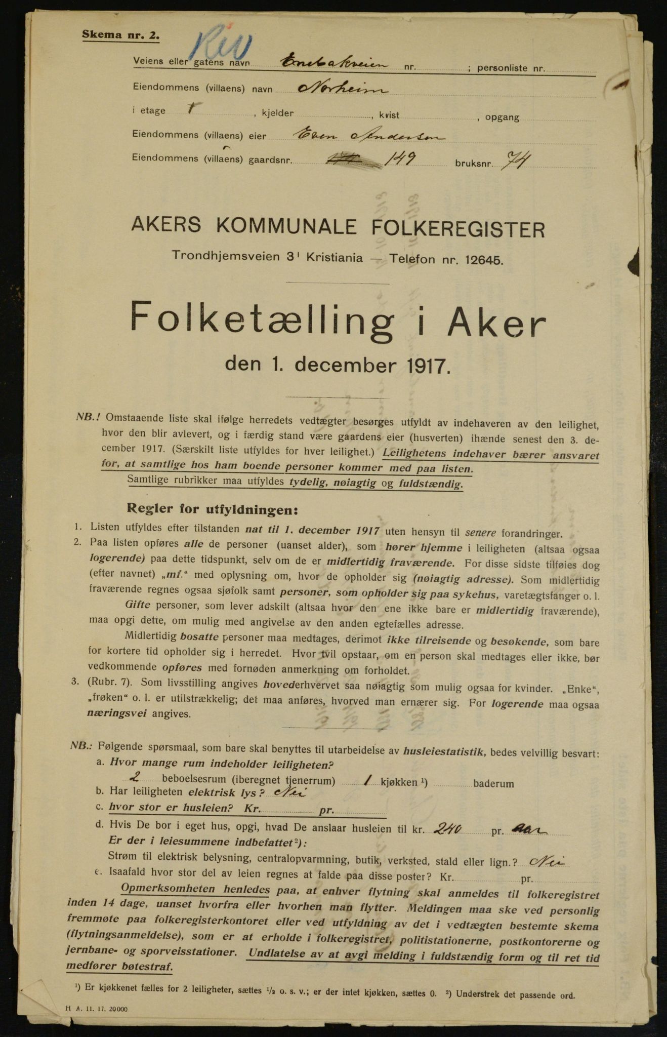 OBA, Municipal Census 1917 for Aker, 1917, p. 22941