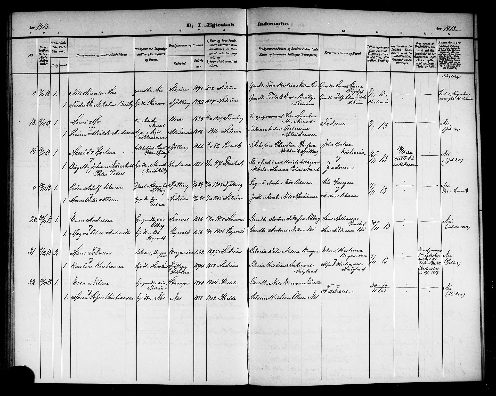 Hedrum kirkebøker, AV/SAKO-A-344/G/Ga/L0004: Parish register (copy) no. I 4, 1902-1915