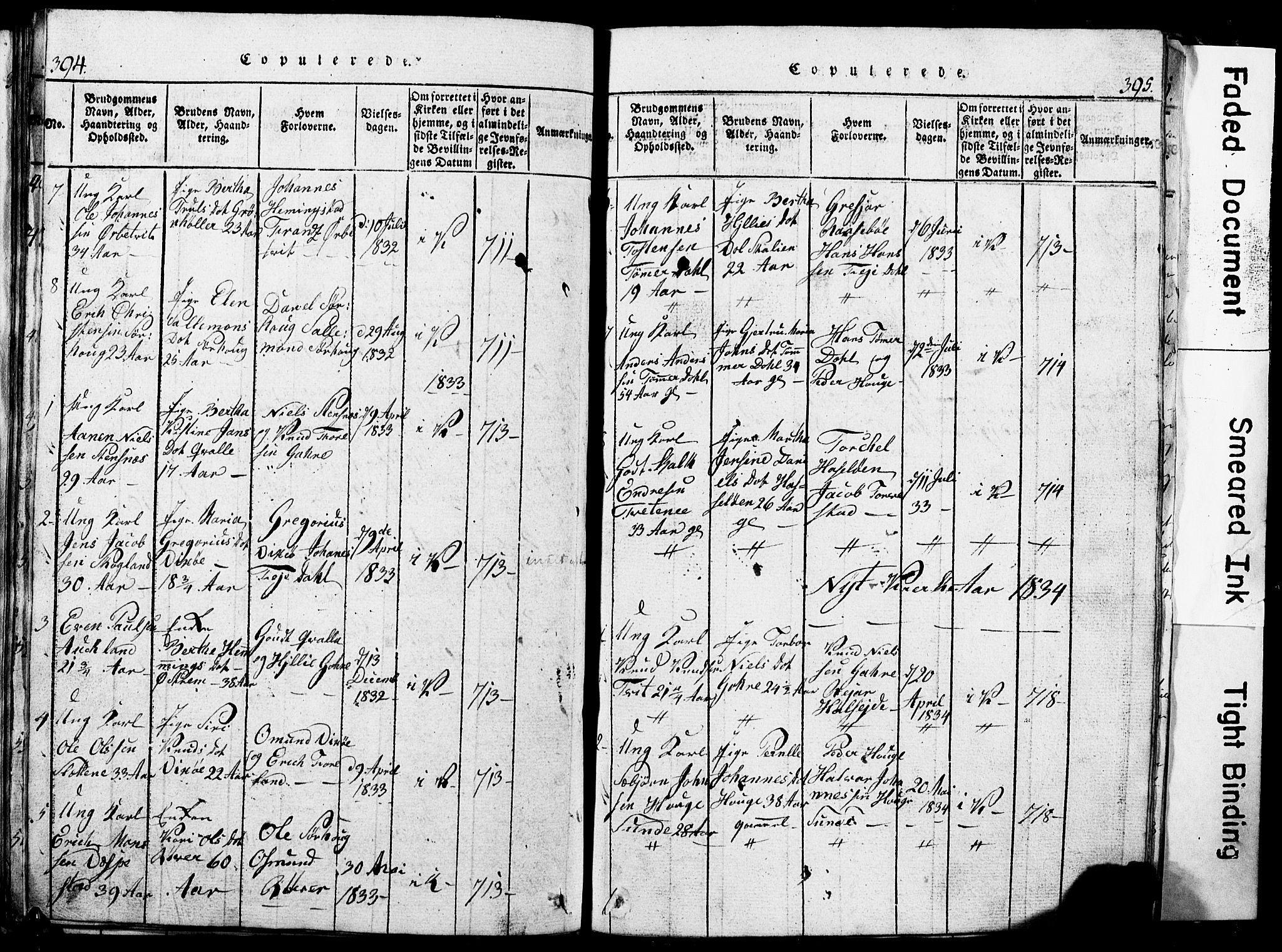 Torvastad sokneprestkontor, AV/SAST-A -101857/H/Ha/Hab/L0002: Parish register (copy) no. B 2, 1817-1834, p. 394-395