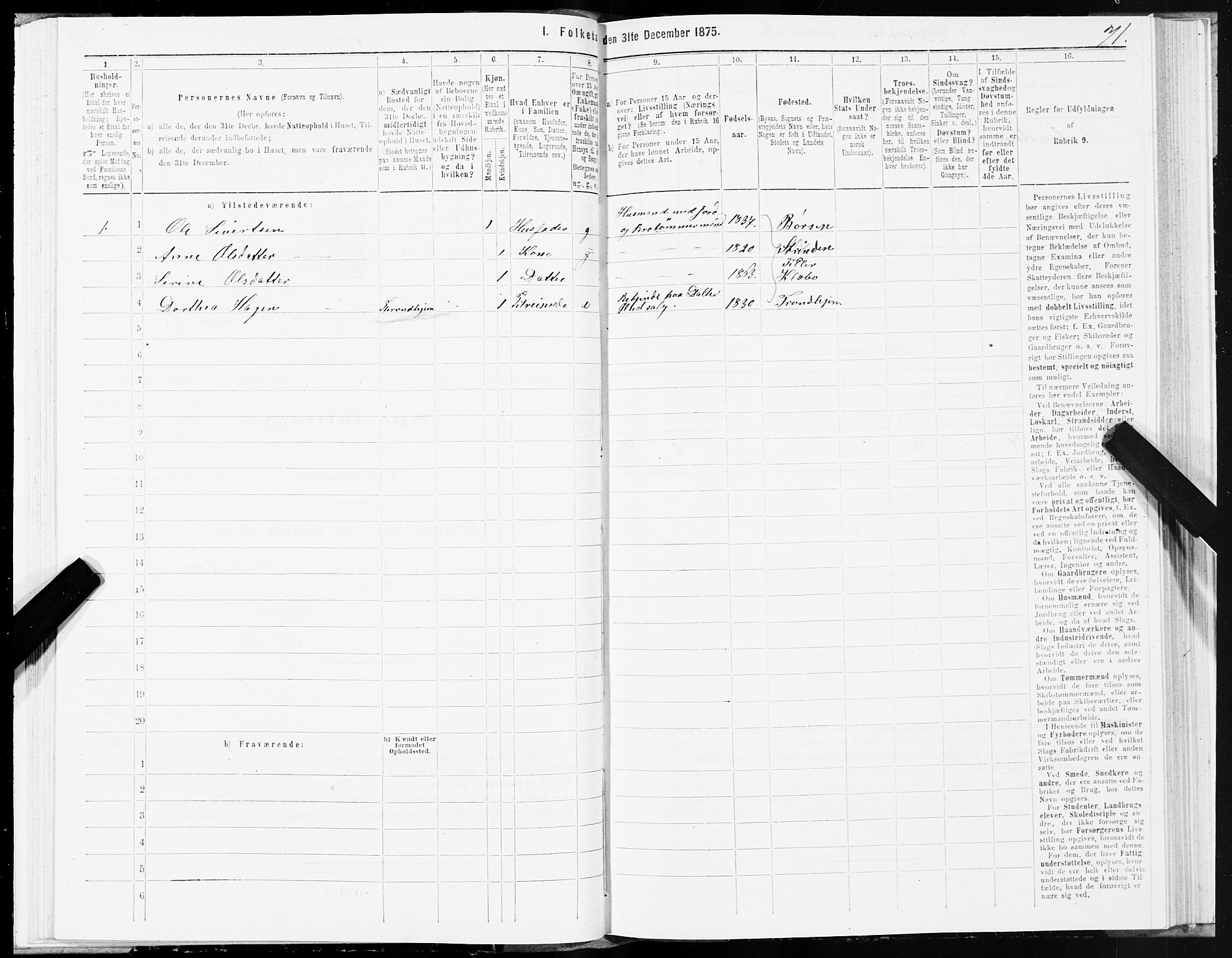 SAT, 1875 census for 1662P Klæbu, 1875, p. 2071