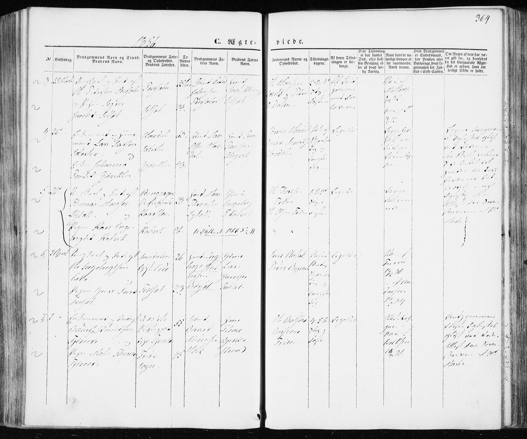 Ministerialprotokoller, klokkerbøker og fødselsregistre - Møre og Romsdal, AV/SAT-A-1454/586/L0984: Parish register (official) no. 586A10, 1844-1856, p. 364