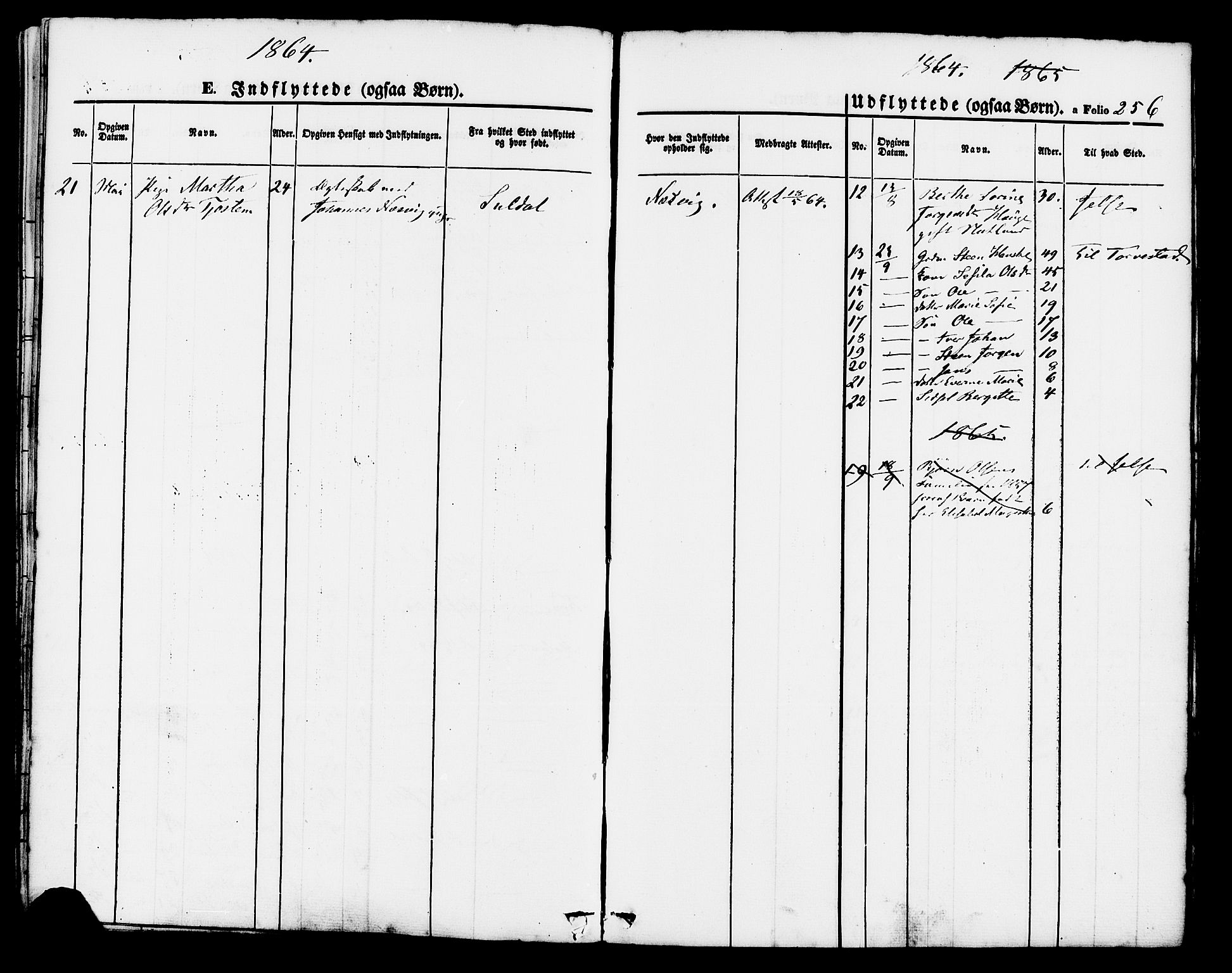 Hjelmeland sokneprestkontor, SAST/A-101843/01/IV/L0011: Parish register (official) no. A 11, 1861-1878, p. 256
