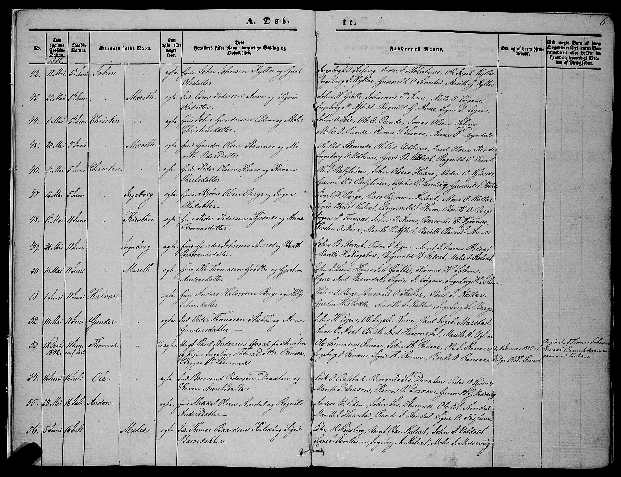 Ministerialprotokoller, klokkerbøker og fødselsregistre - Sør-Trøndelag, AV/SAT-A-1456/695/L1145: Parish register (official) no. 695A06 /1, 1843-1859, p. 6