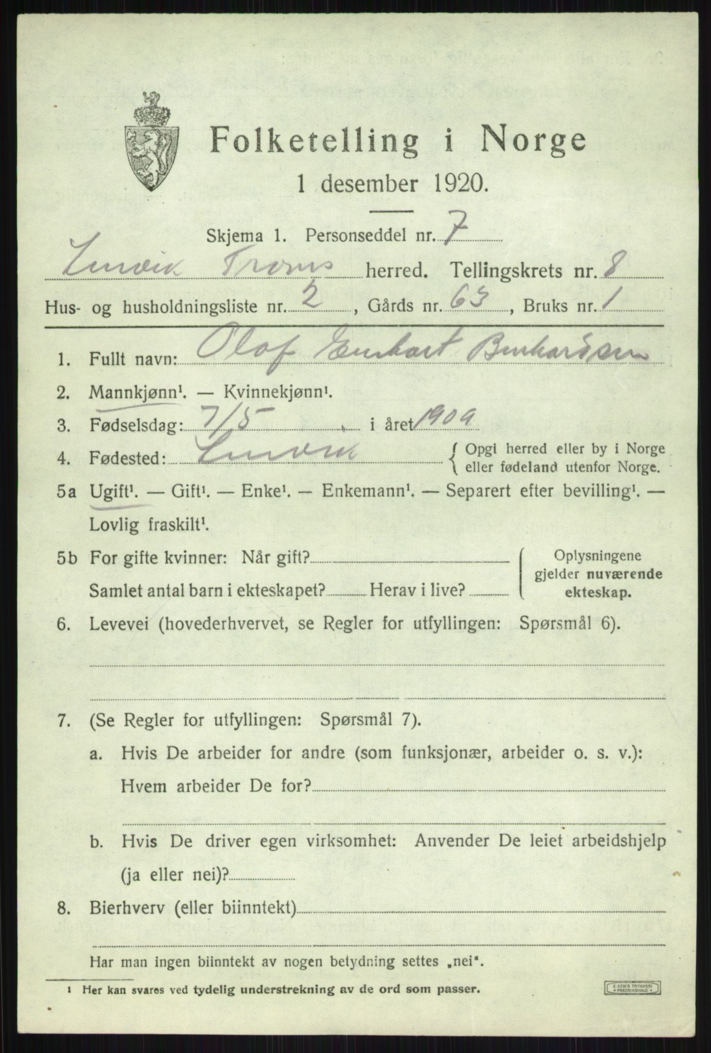 SATØ, 1920 census for Lenvik, 1920, p. 10970