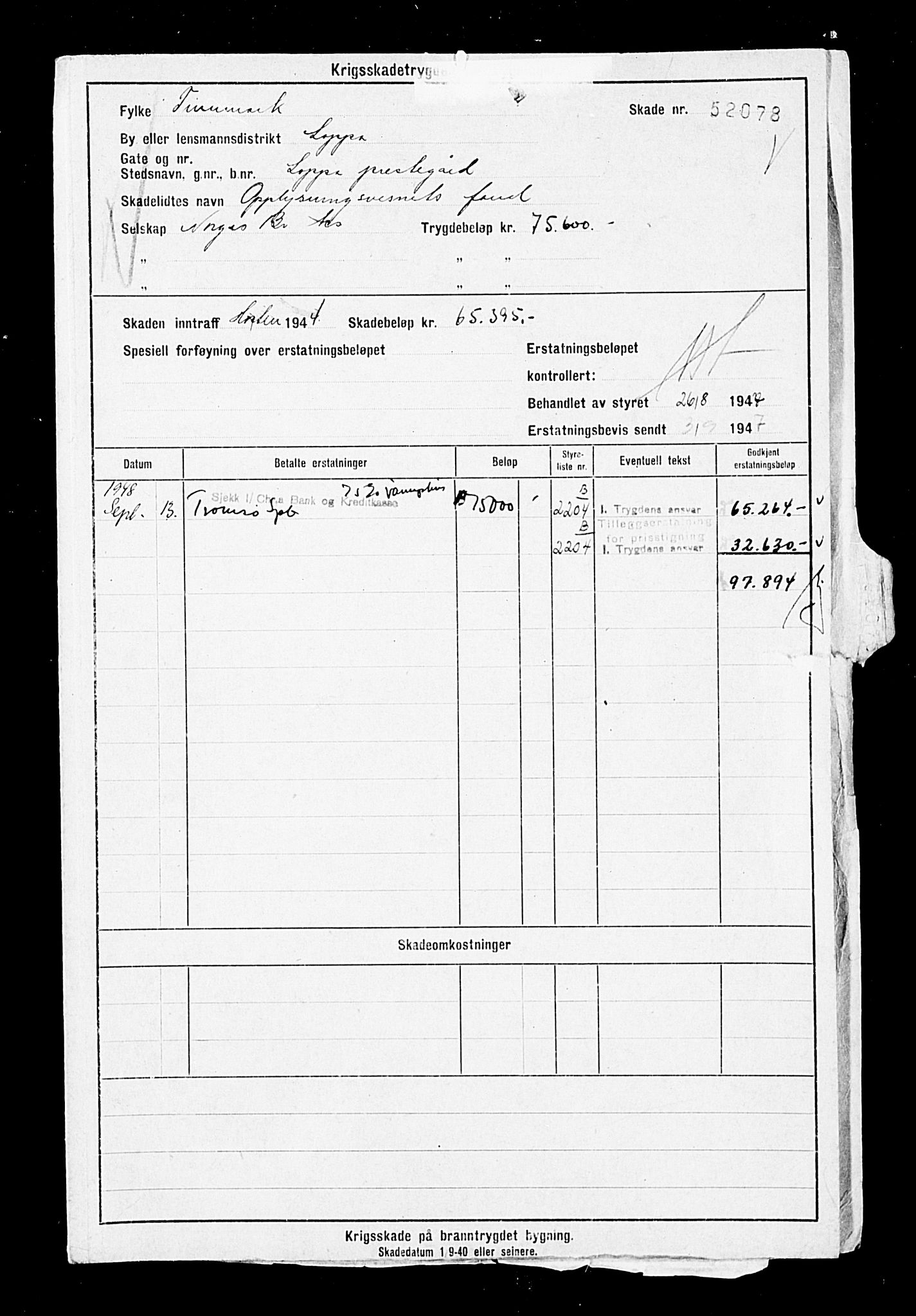 Krigsskadetrygdene for bygninger og løsøre, AV/RA-S-1548/V/L0011: Bygning. Trygdete skader inntruffet etter 1/9-40. Skadenr. 52078-53808. positiv Original, 1940-1945