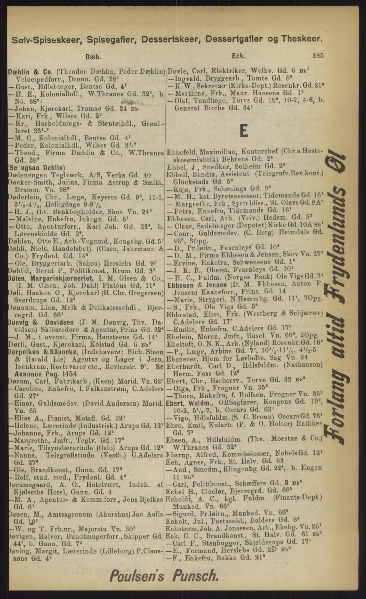 Kristiania/Oslo adressebok, PUBL/-, 1903, p. 285