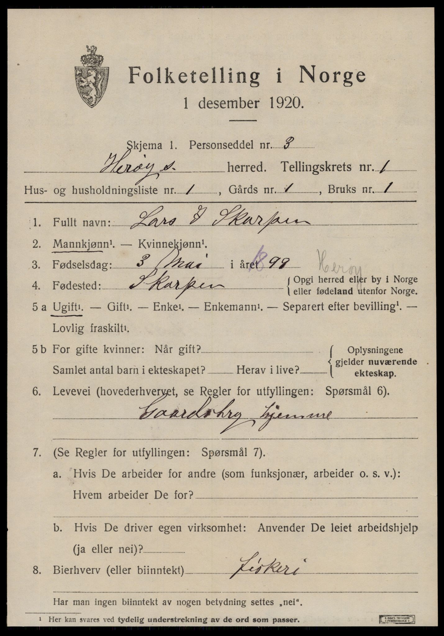 SAT, 1920 census for Herøy (MR), 1920, p. 1435