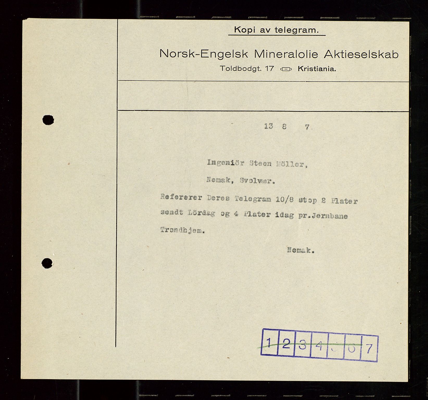 Pa 1521 - A/S Norske Shell, SAST/A-101915/E/Ea/Eaa/L0020: Sjefskorrespondanse, 1917, p. 230