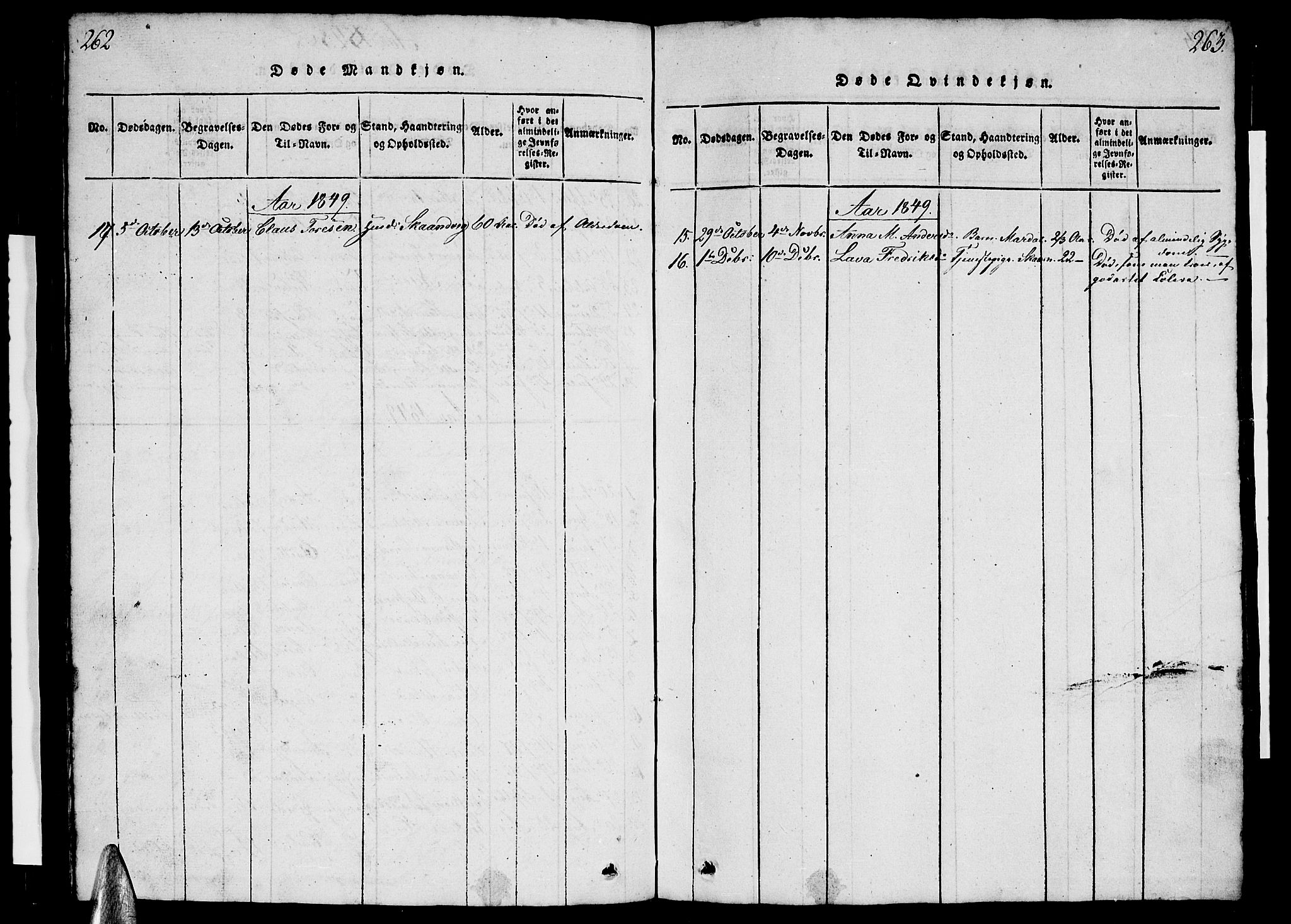 Ministerialprotokoller, klokkerbøker og fødselsregistre - Nordland, AV/SAT-A-1459/812/L0186: Parish register (copy) no. 812C04, 1820-1849, p. 262-263